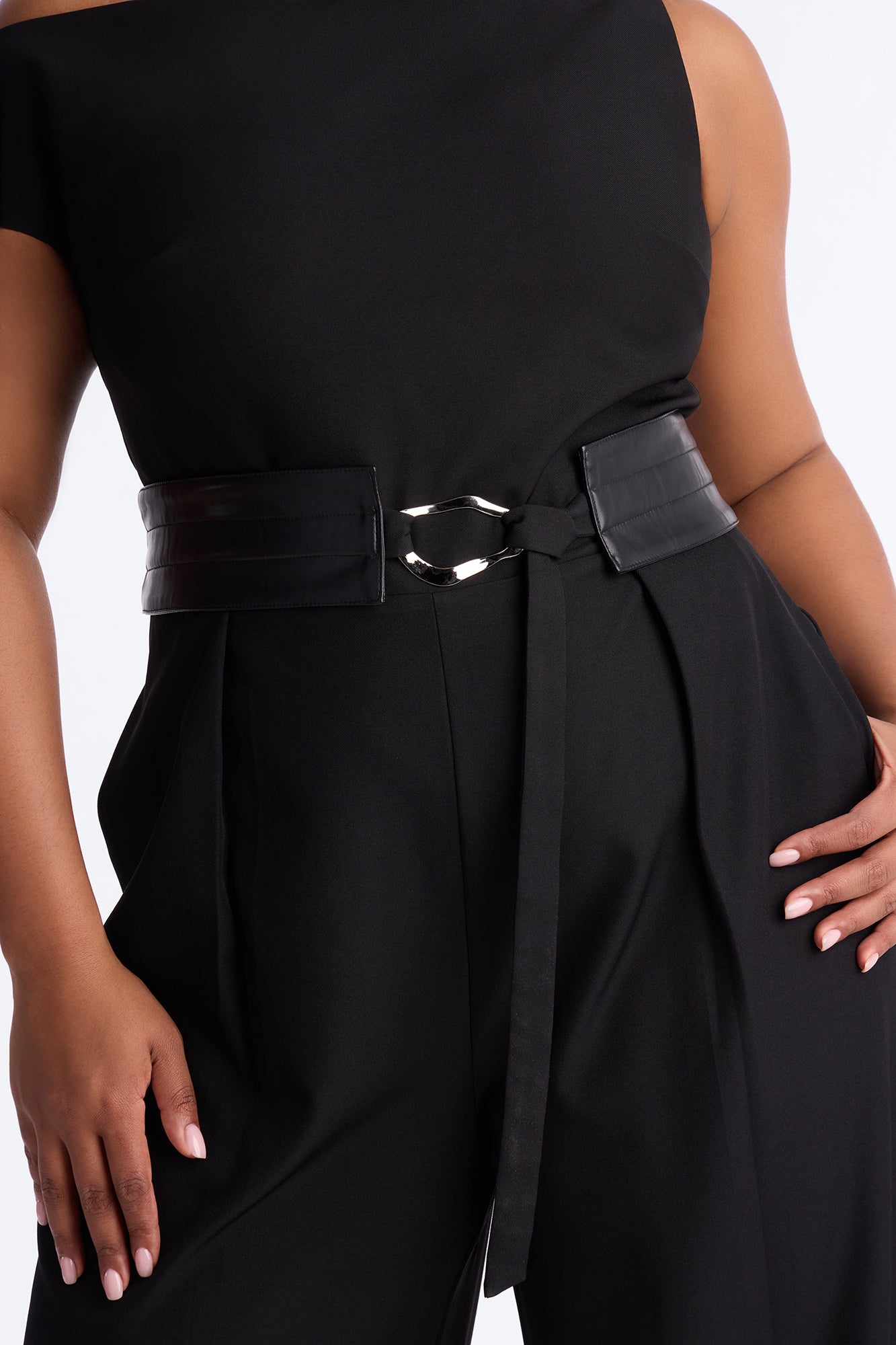 Holly Belted Wide Leg Jumpsuit - Black