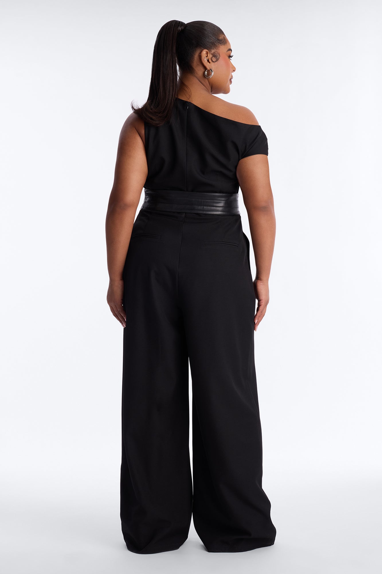 Holly Belted Wide Leg Jumpsuit - Black