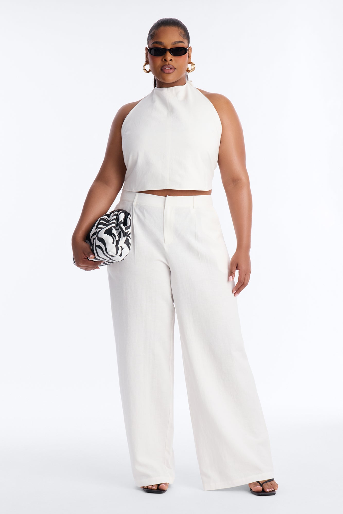 Ocean Breeze Linen Backless Halter Top - White