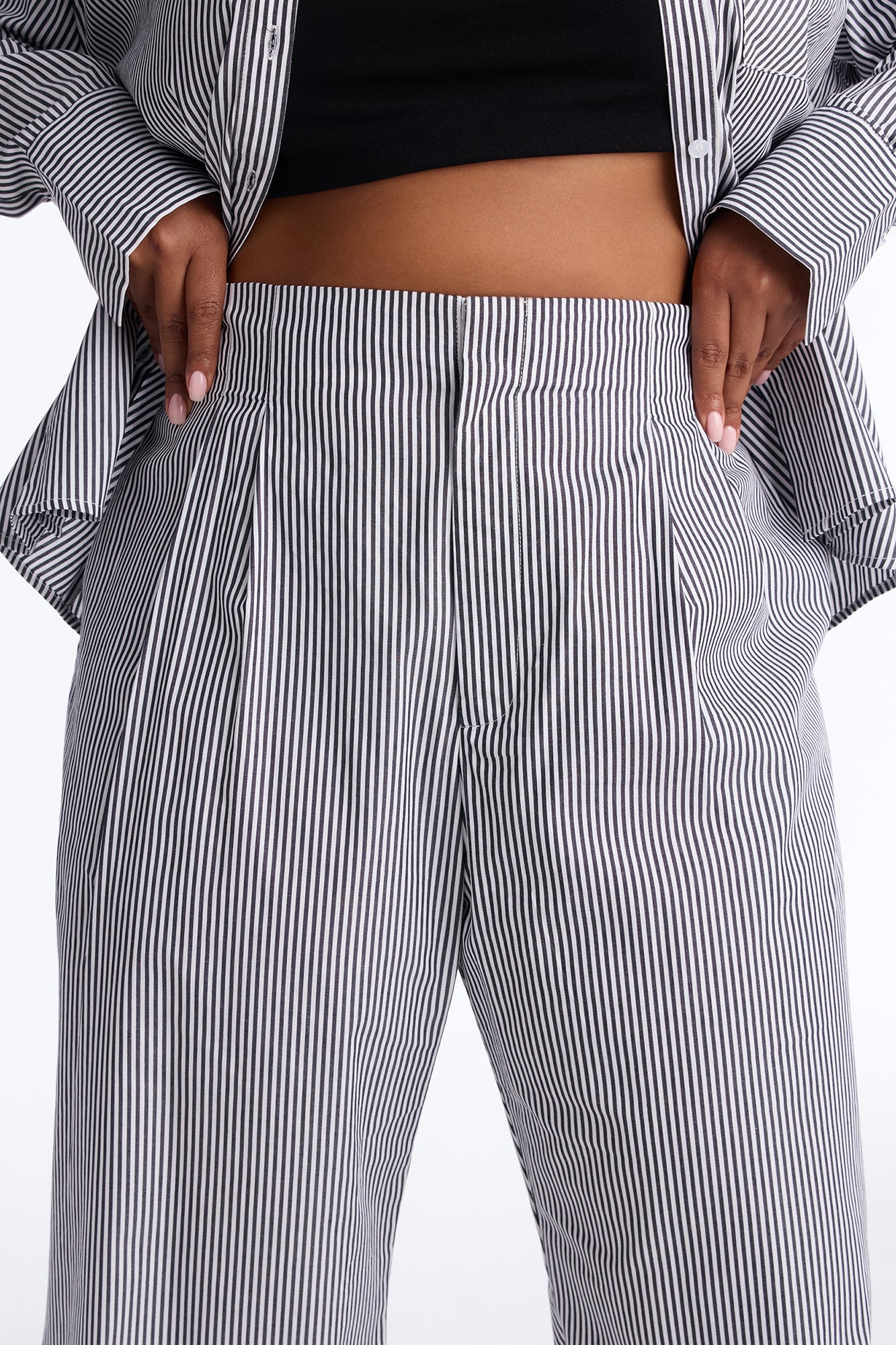 Caroline Pinstripe Pant Set - Grey/combo