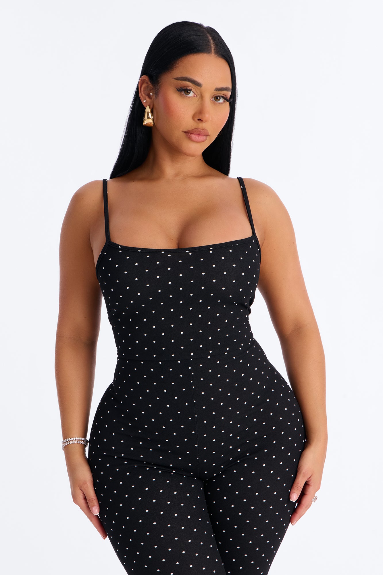 Penelope Polka Dot Capri Jumpsuit - Black