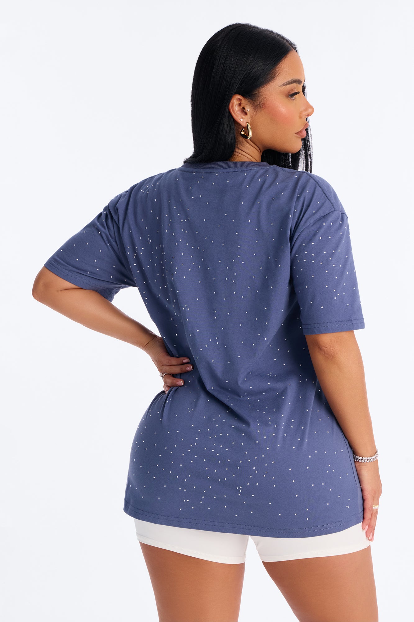 Def Leppard All Over Rhinestone Tee - Navy