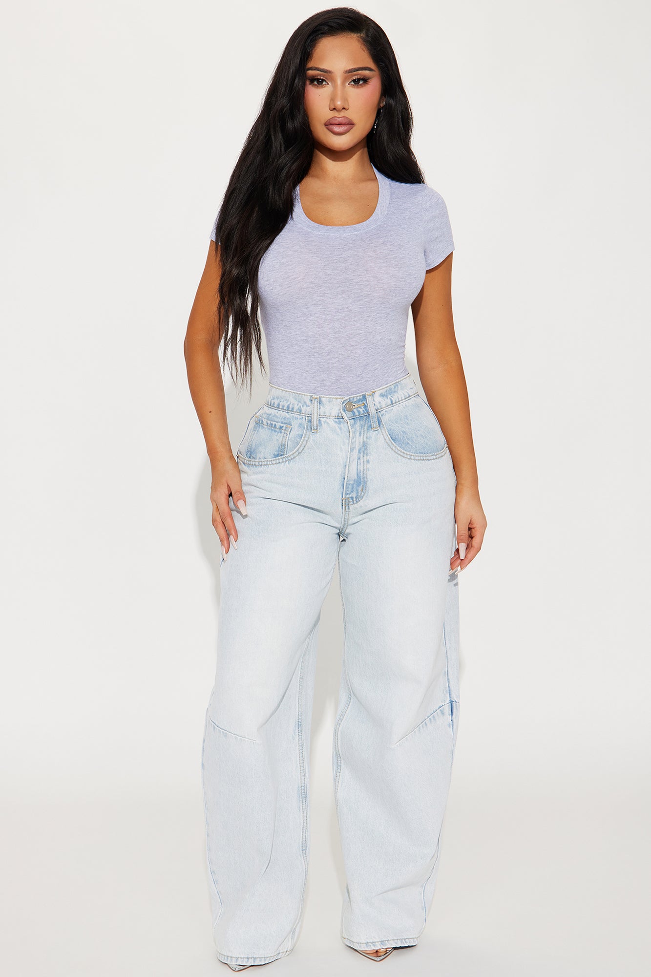 Alyssa Crew Neck Top - Heather Grey
