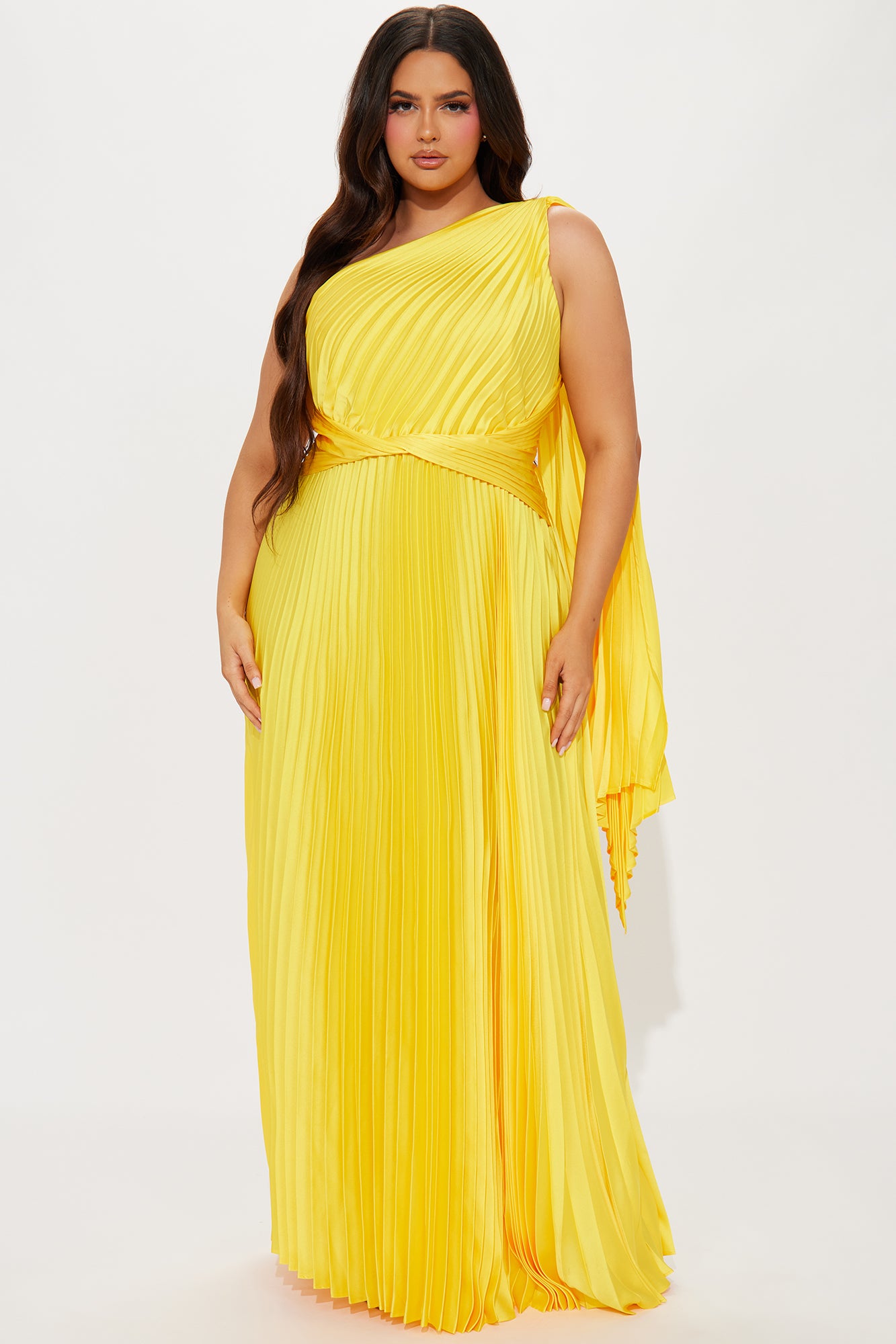 Athena Pleated Maxi Dress - Yellow