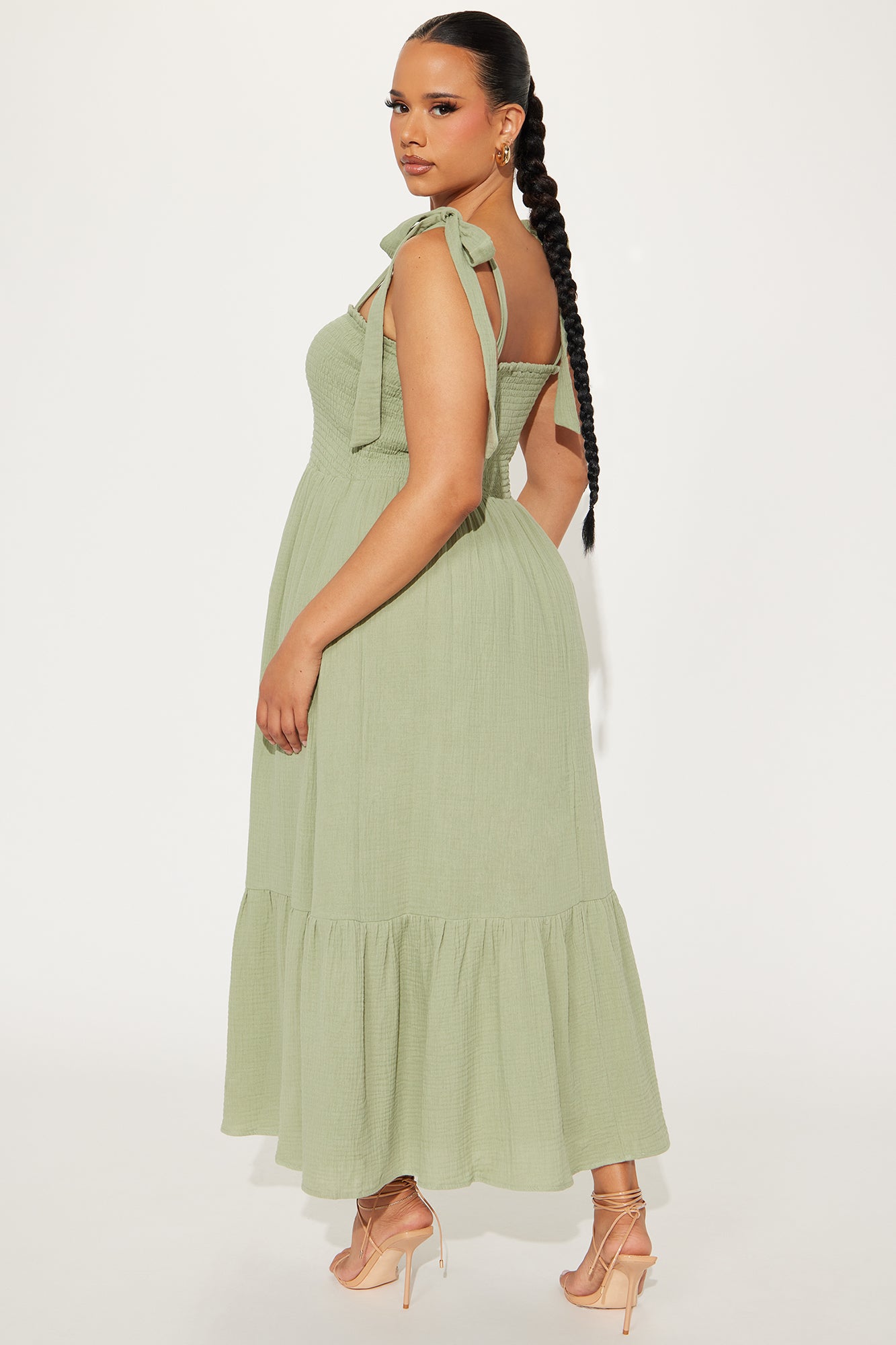 Liv Smocked Midi Dress - Olive
