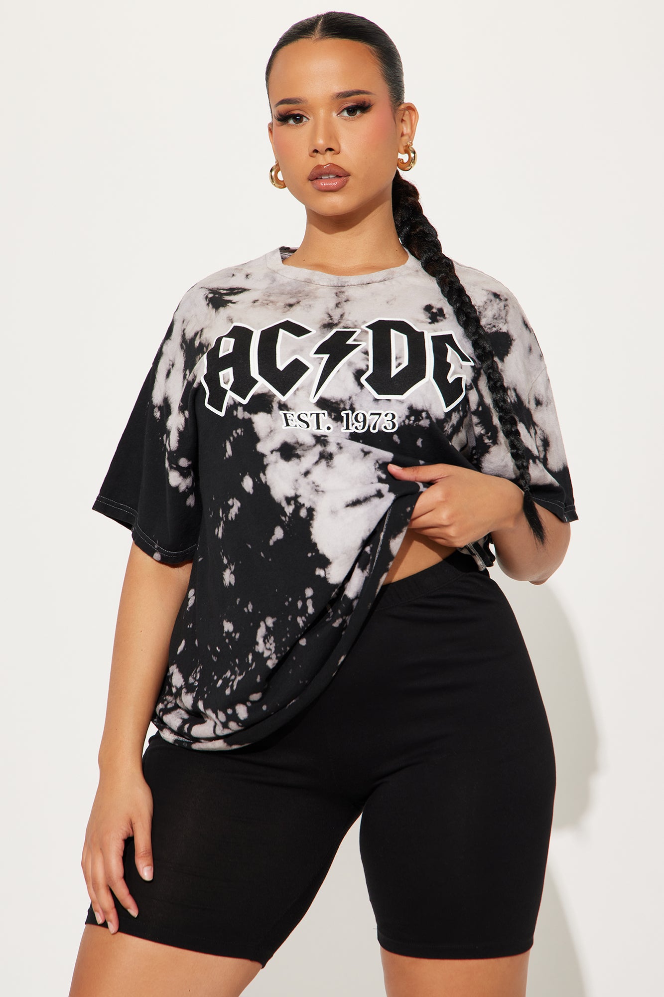 ACDC Electric Bleach Washed Tee - Black/combo
