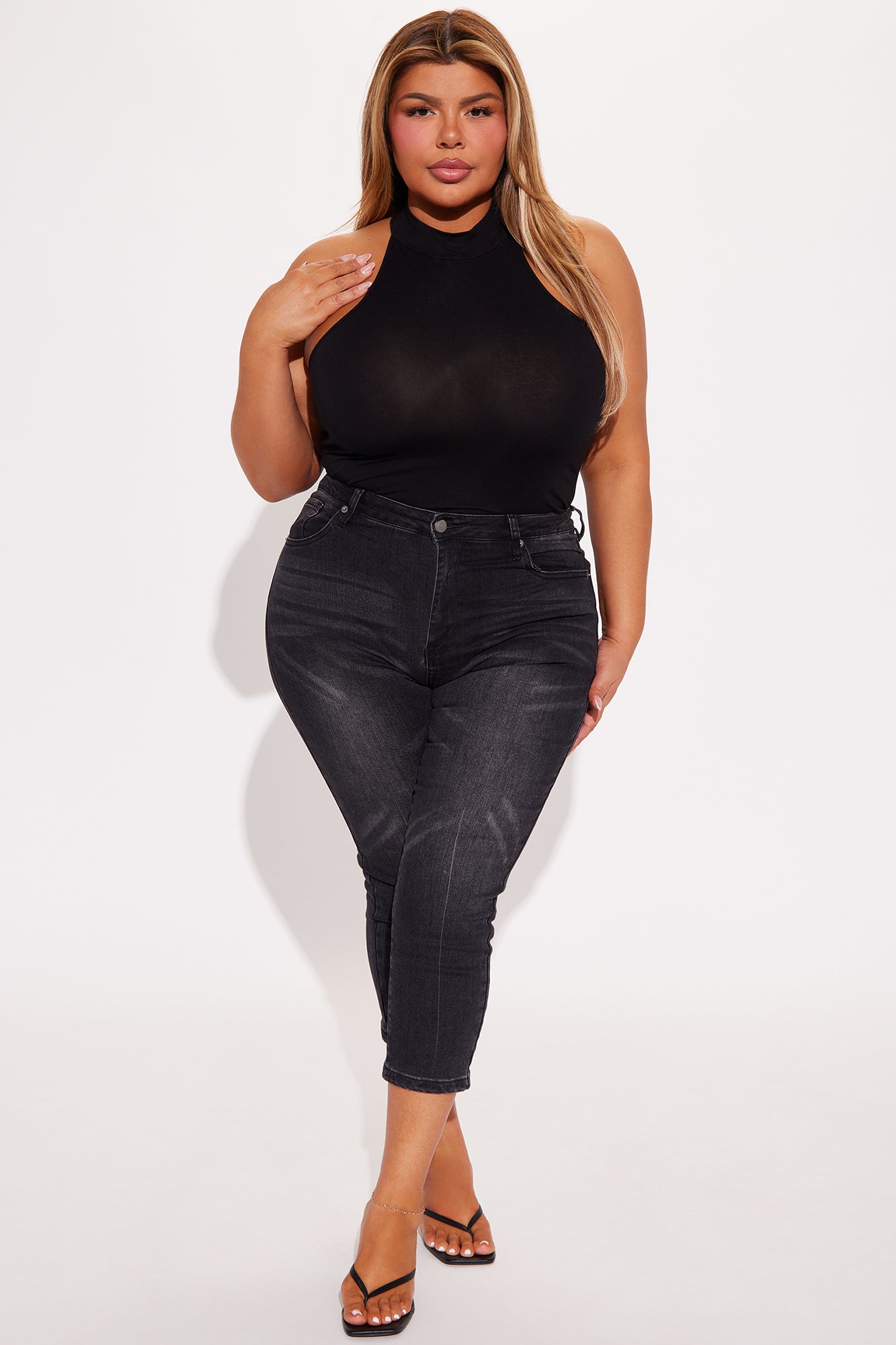 Myra Mock Neck Tank Top - Black