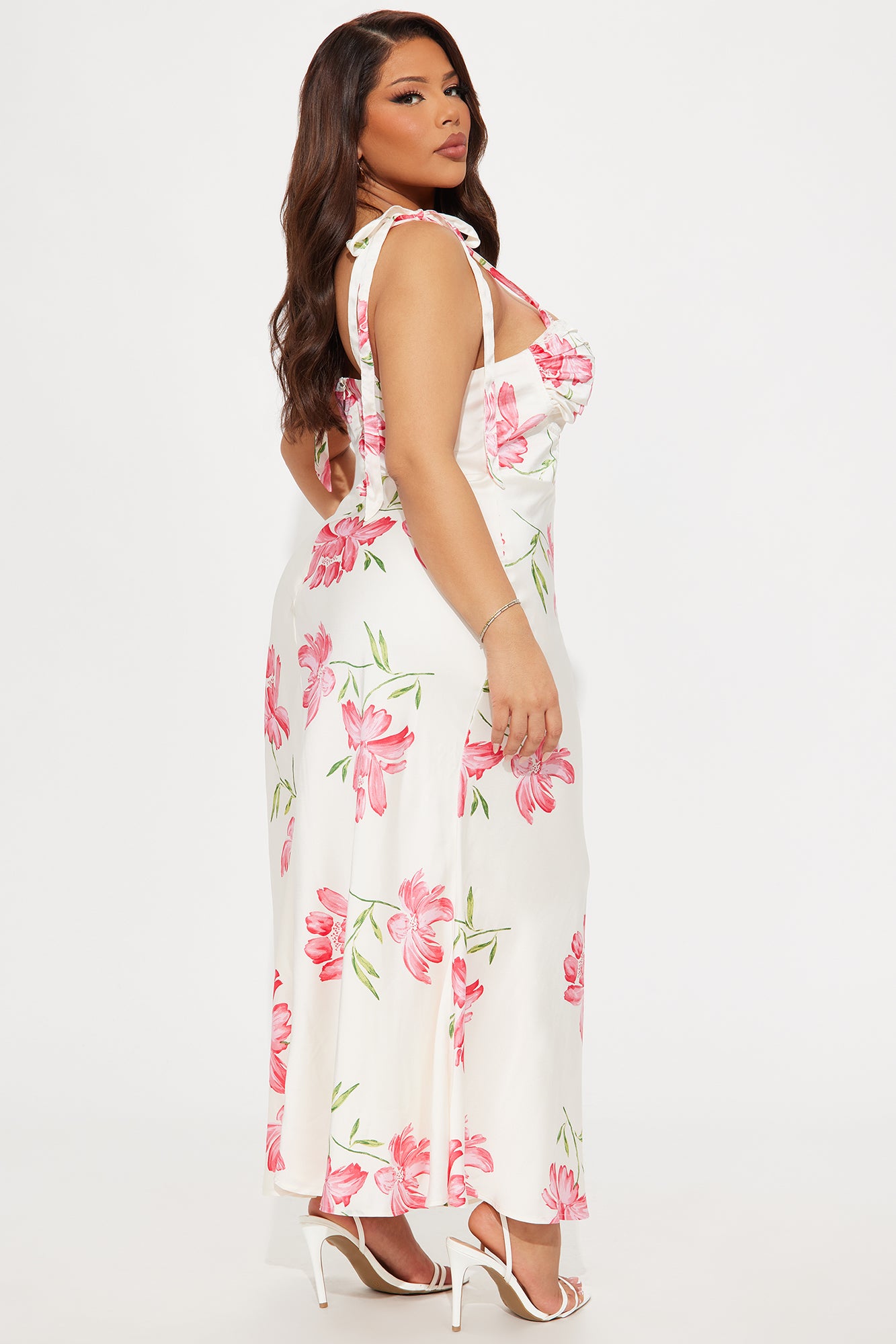 Garden Dreams Satin Maxi Dress - White/combo
