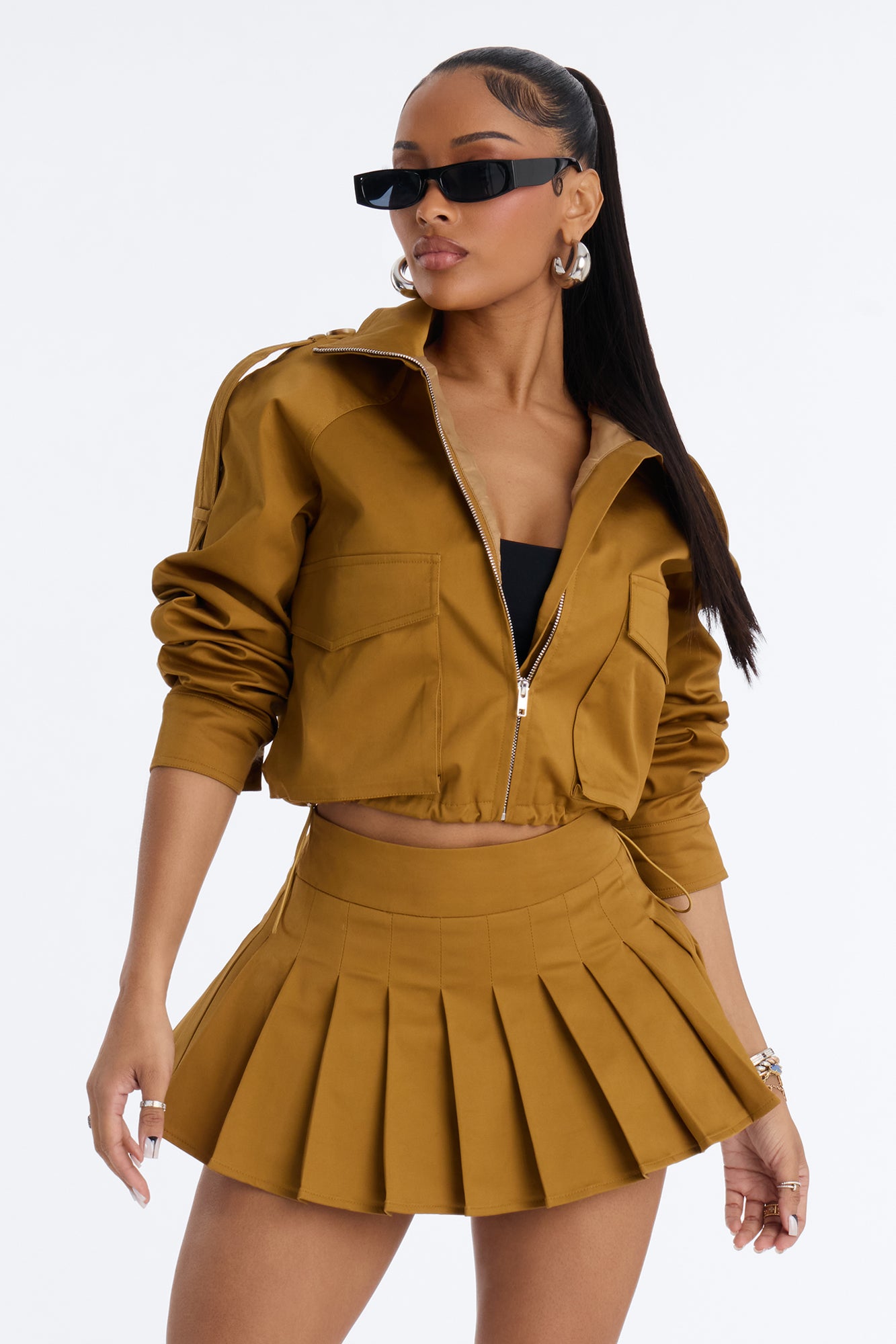 Blakely Twill Cropped Utility Jacket - Khaki