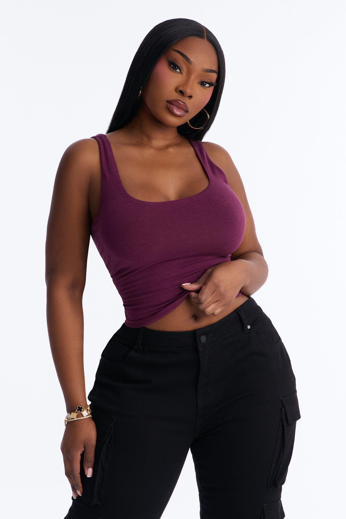 Denise Double Lined Tank - Plum