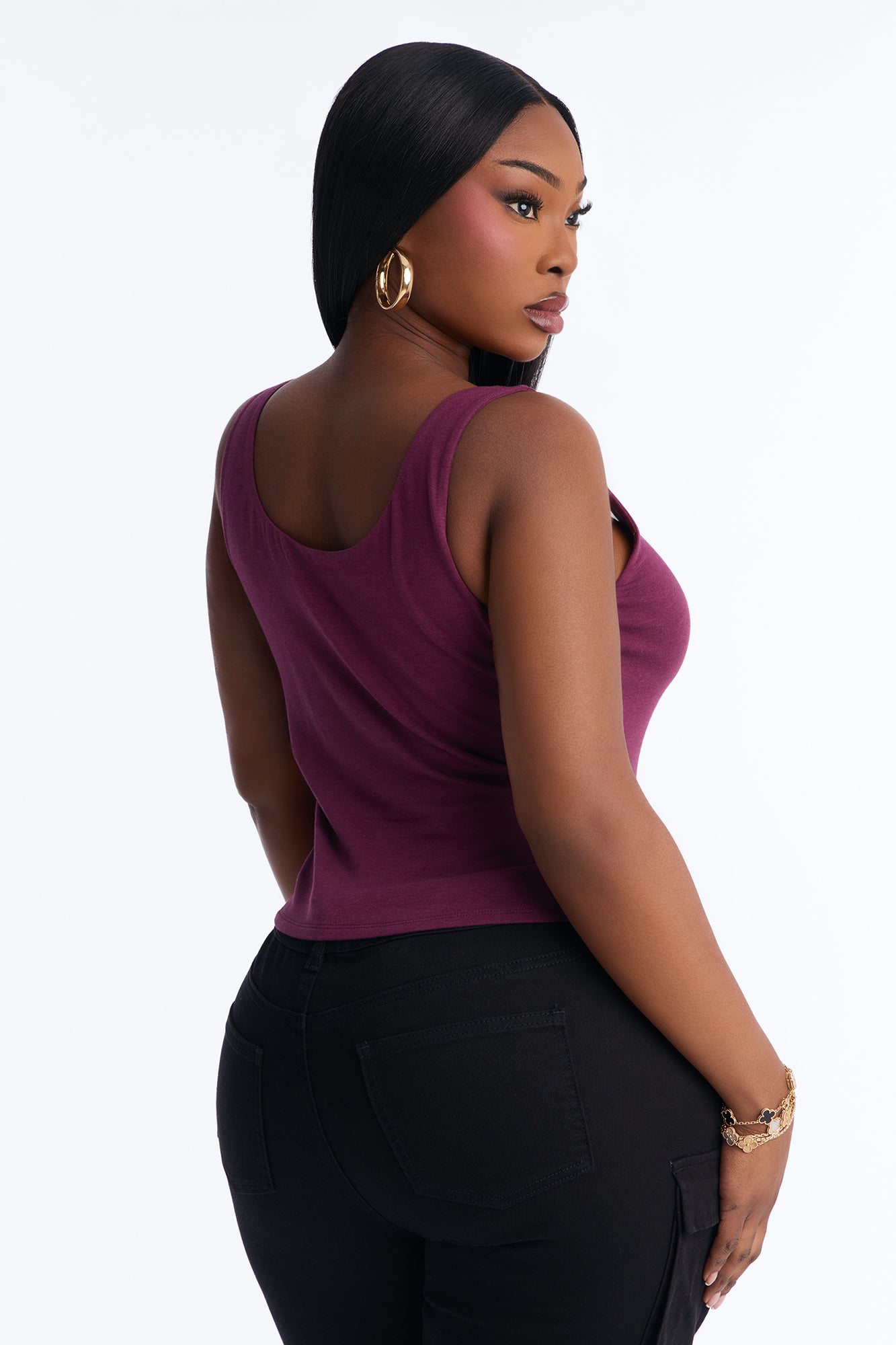 Denise Double Lined Tank - Plum