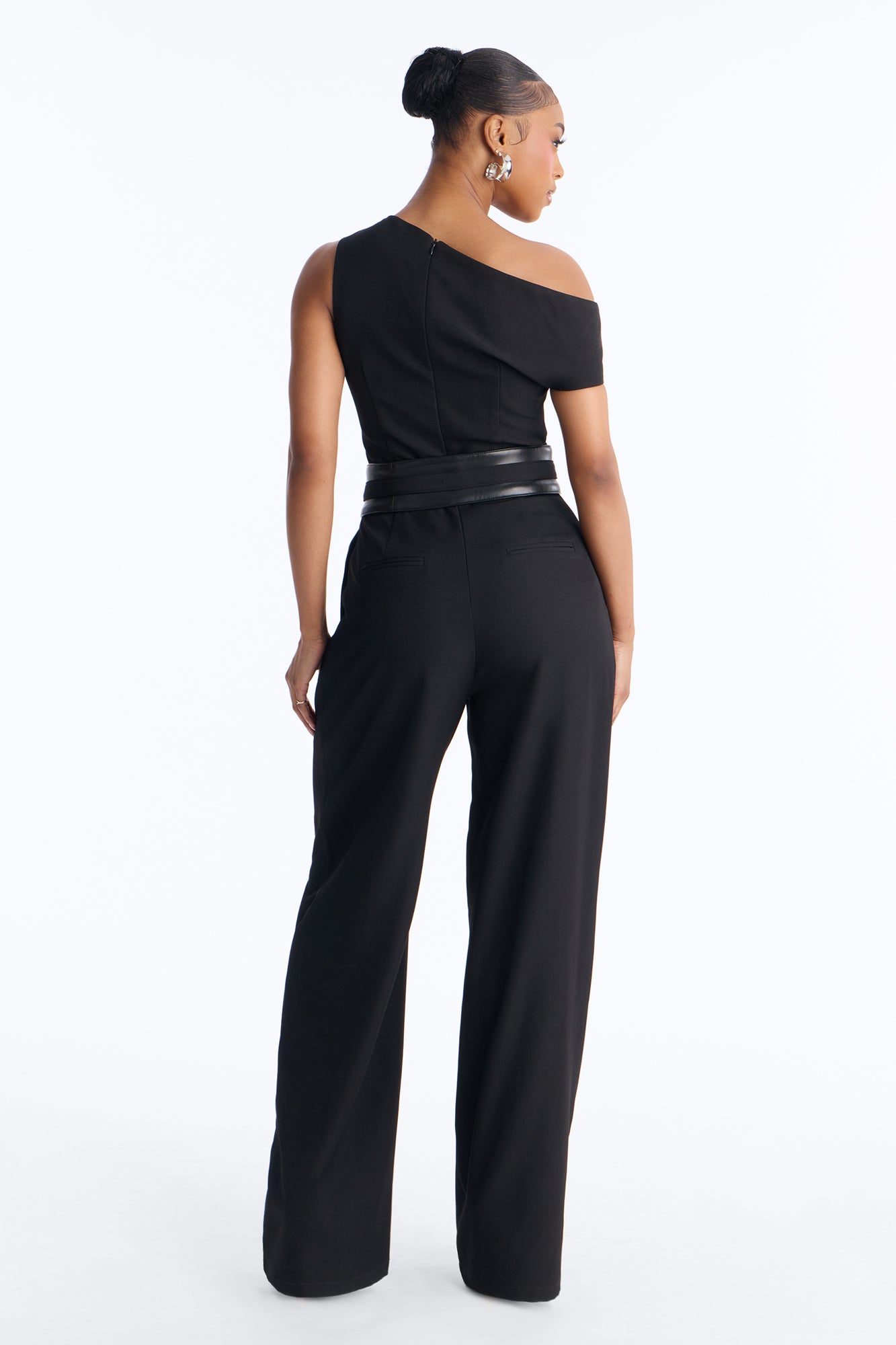 Holly Belted Wide Leg Jumpsuit - Black