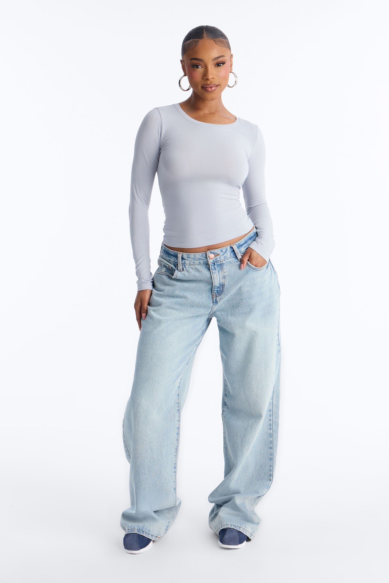 Julia Long Sleeve Top - Dusty Blue