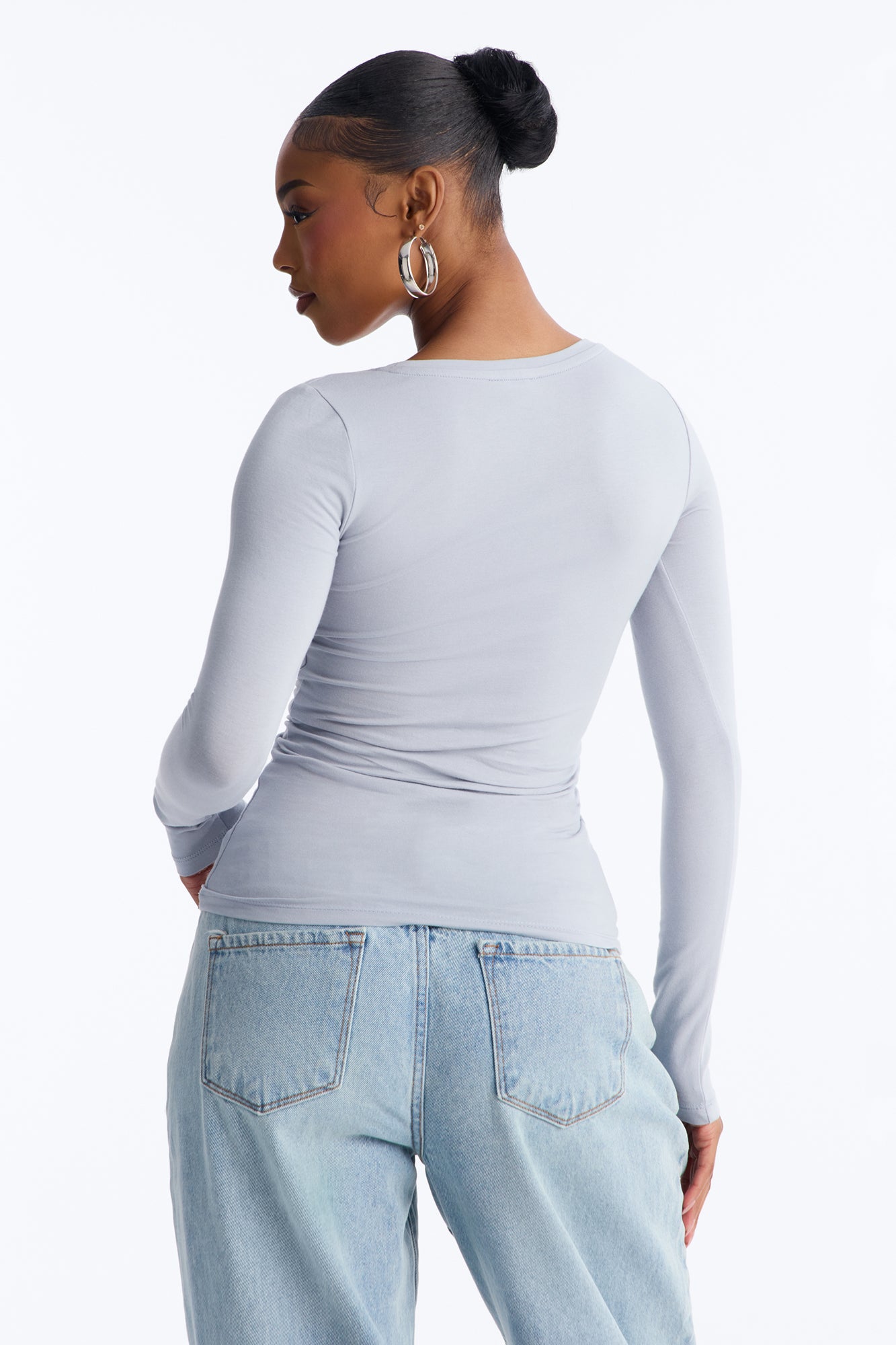 Julia Long Sleeve Top - Dusty Blue