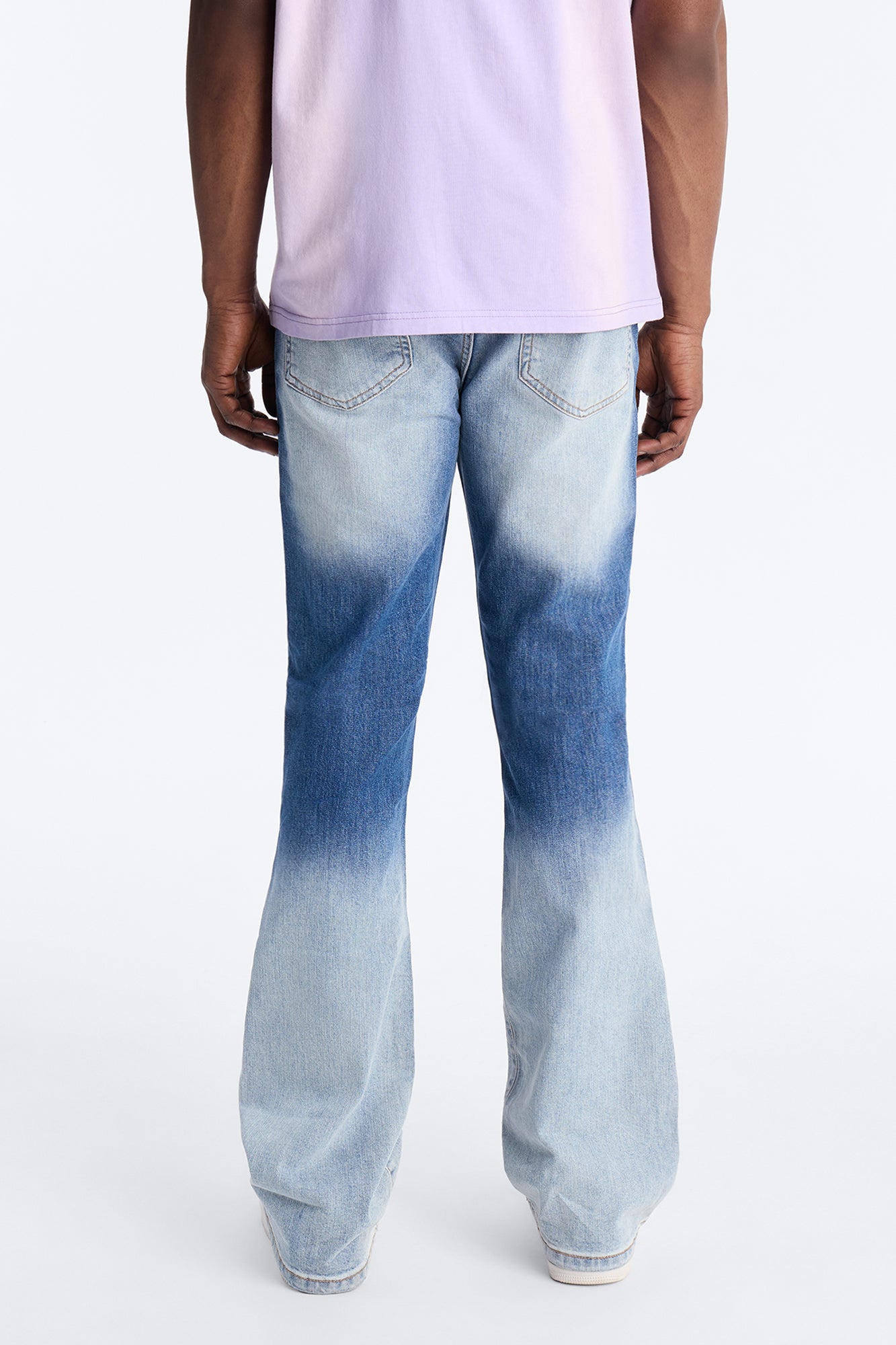 Stacked Skinny Flare Up And Destroyed Jean - Light Blue Wash