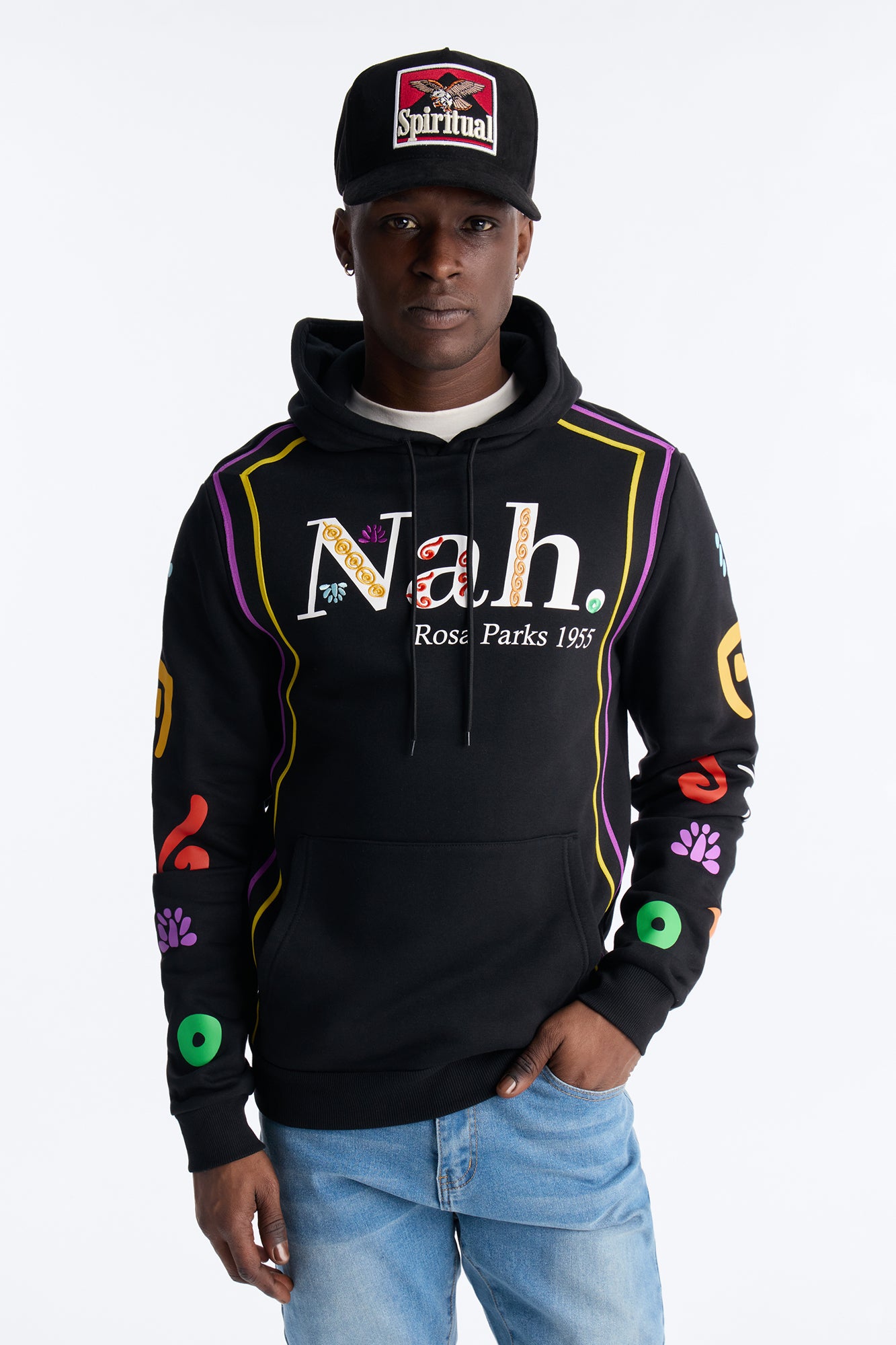 Rosa Parks Nah Embroidered Hoodie - Black