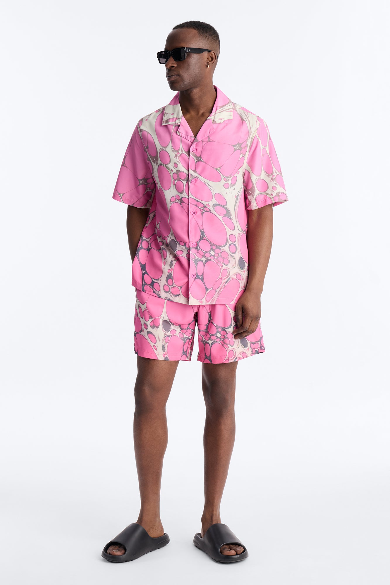 Aqua Drip Swim Trunk 7″ - Pink