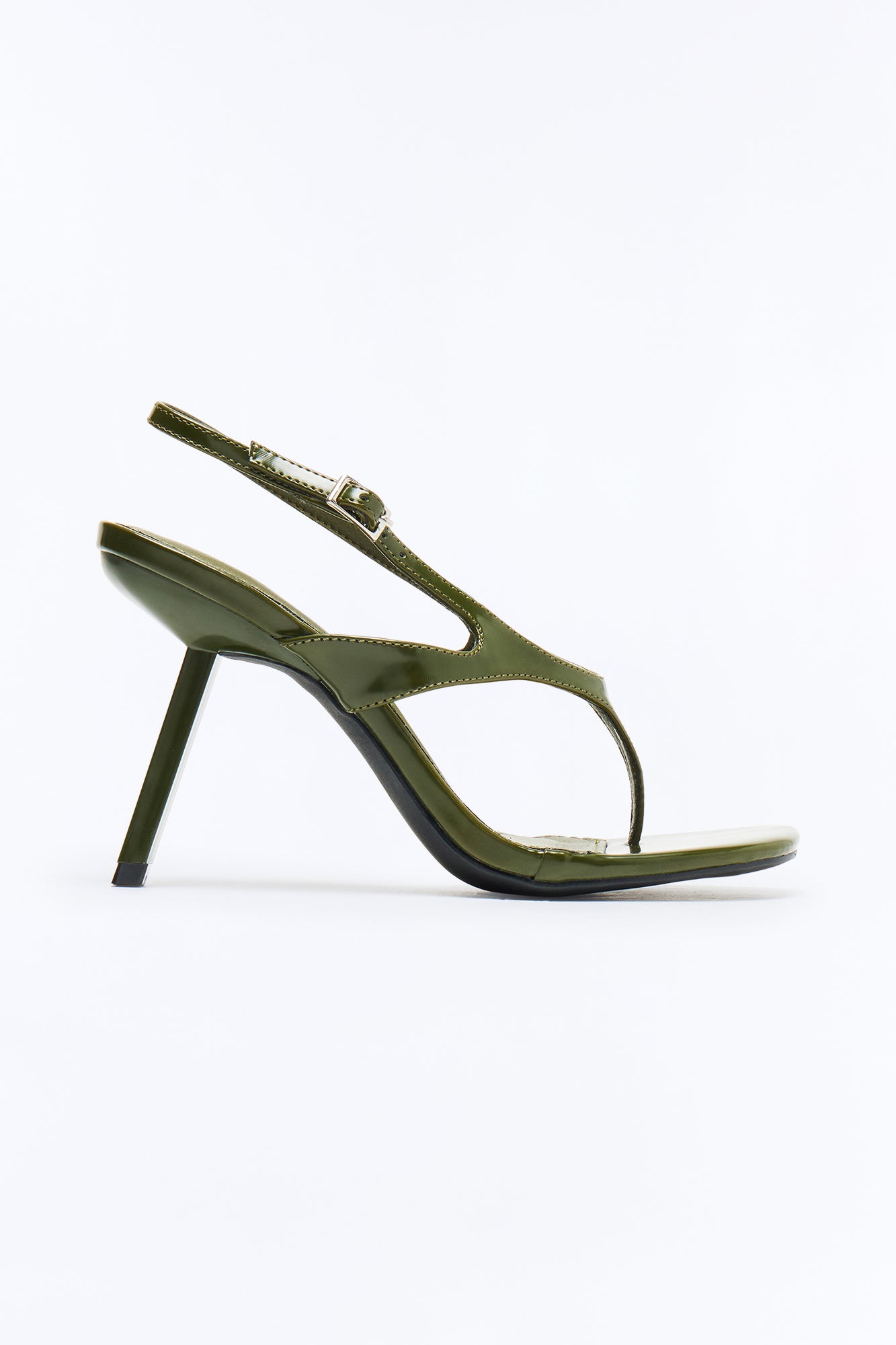 Crowd Pleaser Thong Slingback Heels - Olive