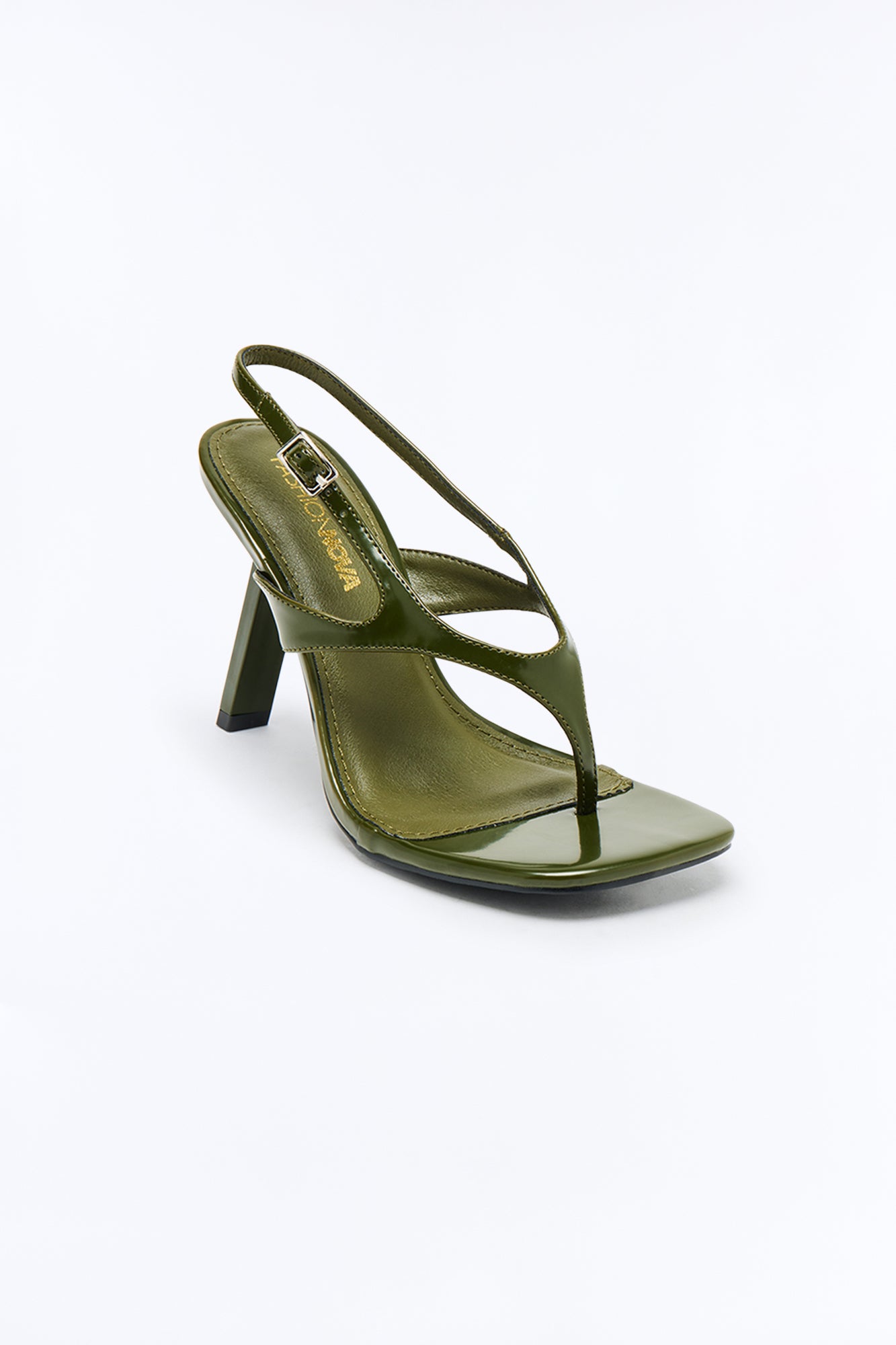 Crowd Pleaser Thong Slingback Heels - Olive