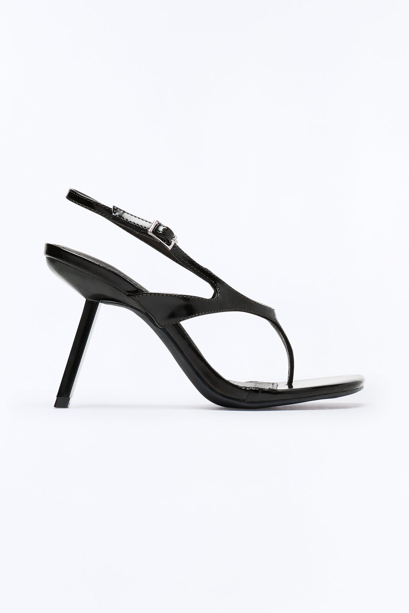 Crowd Pleaser Thong Slingback Heels - Black