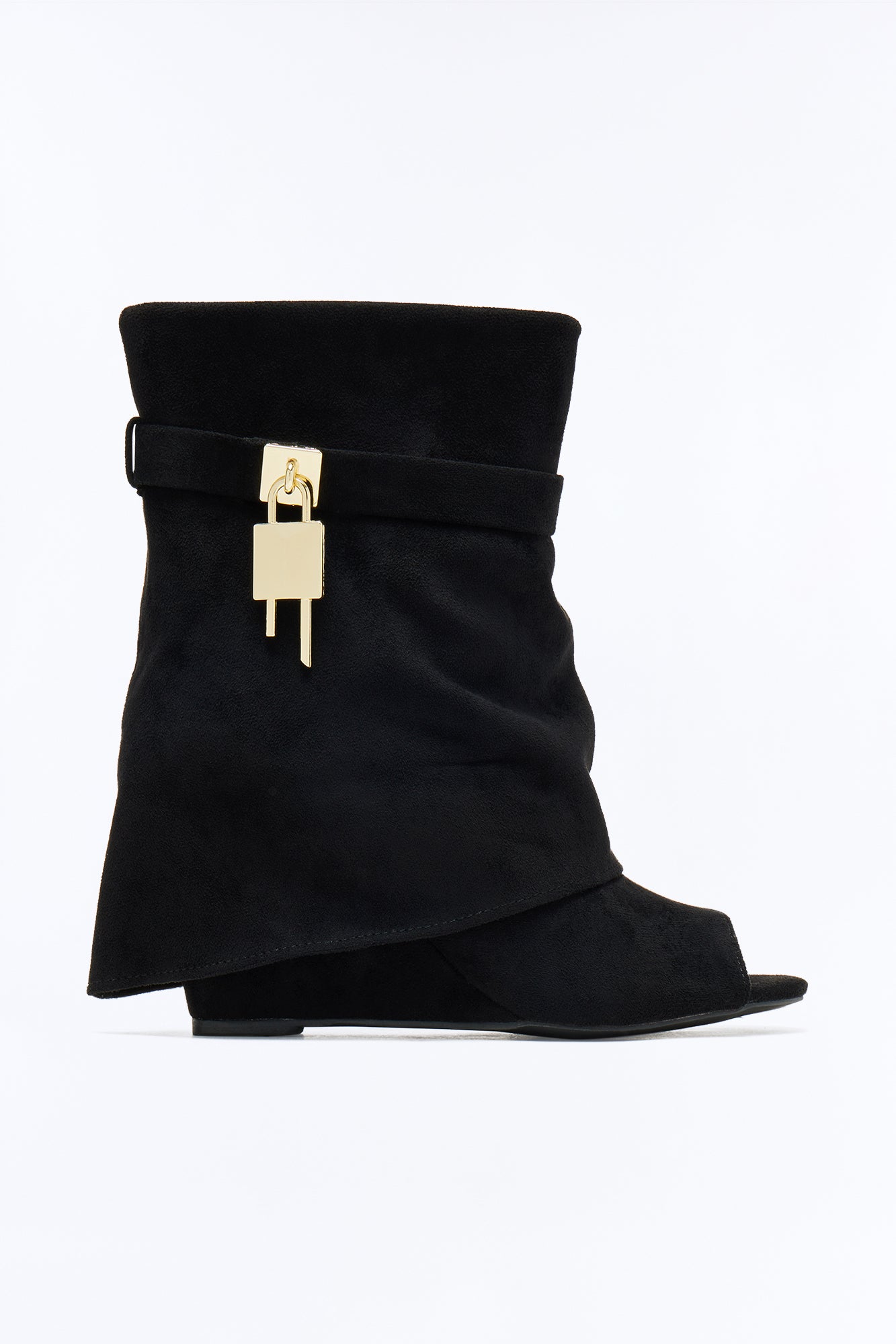 Jeffrey Peep Toe Overlay Booties - Black