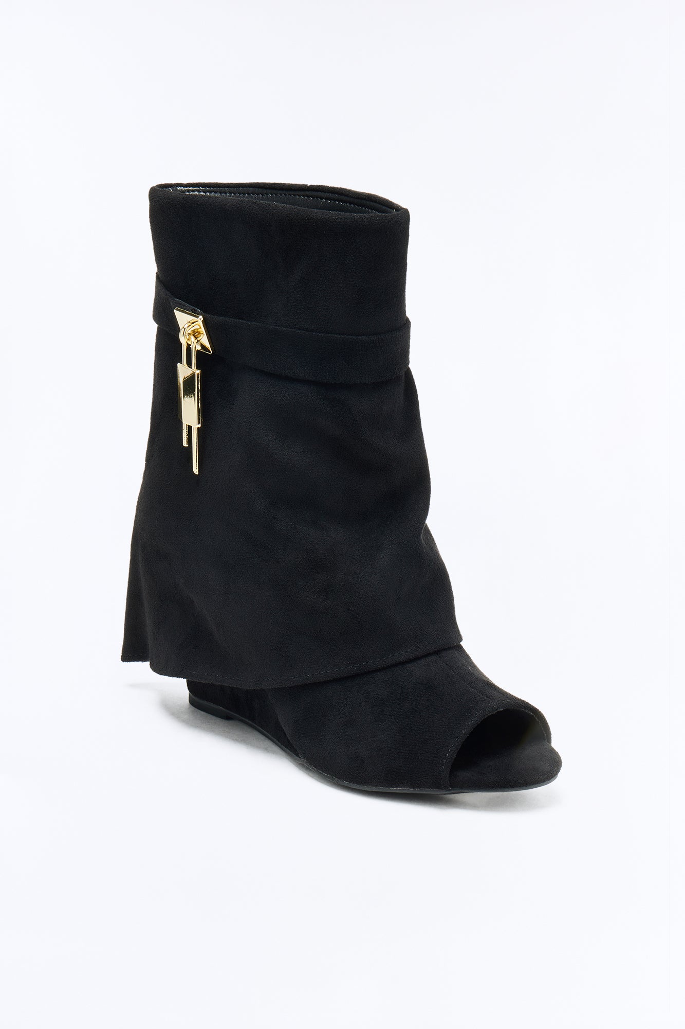 Jeffrey Peep Toe Overlay Booties - Black