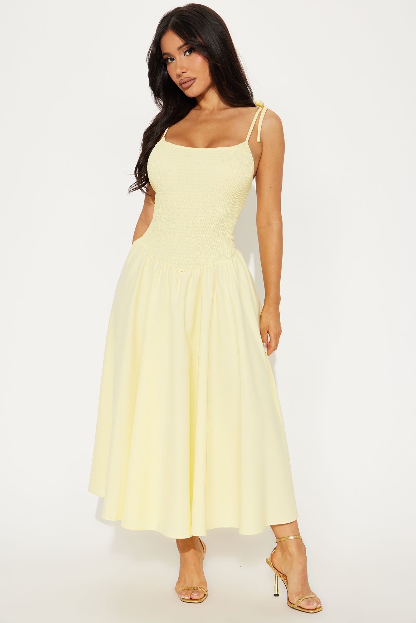 Mandy Poplin Midi Dress - Butter Yellow
