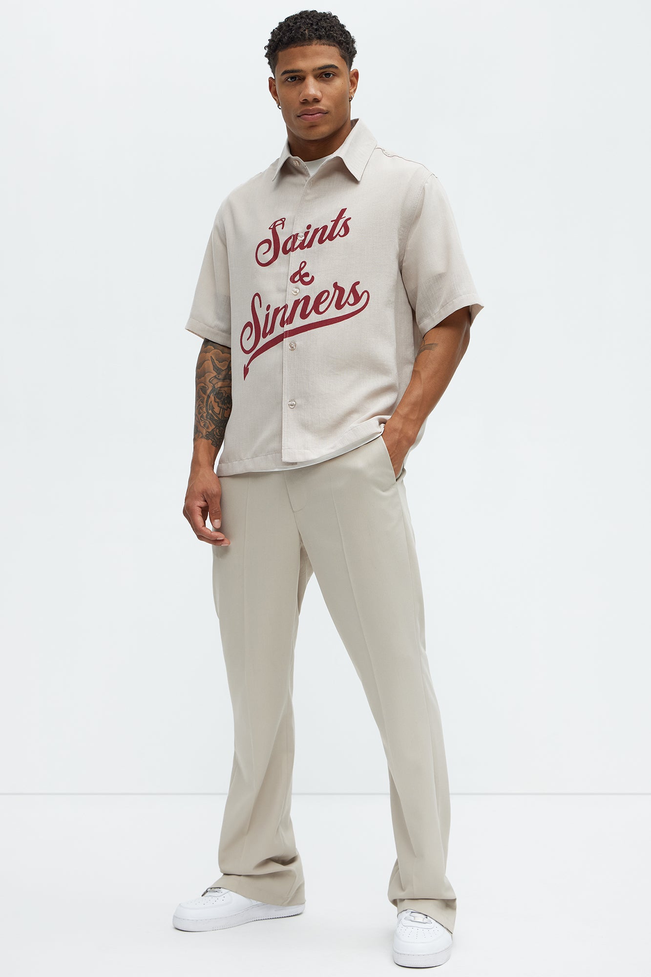Saints And Sinners Full Button Shirt - Tan