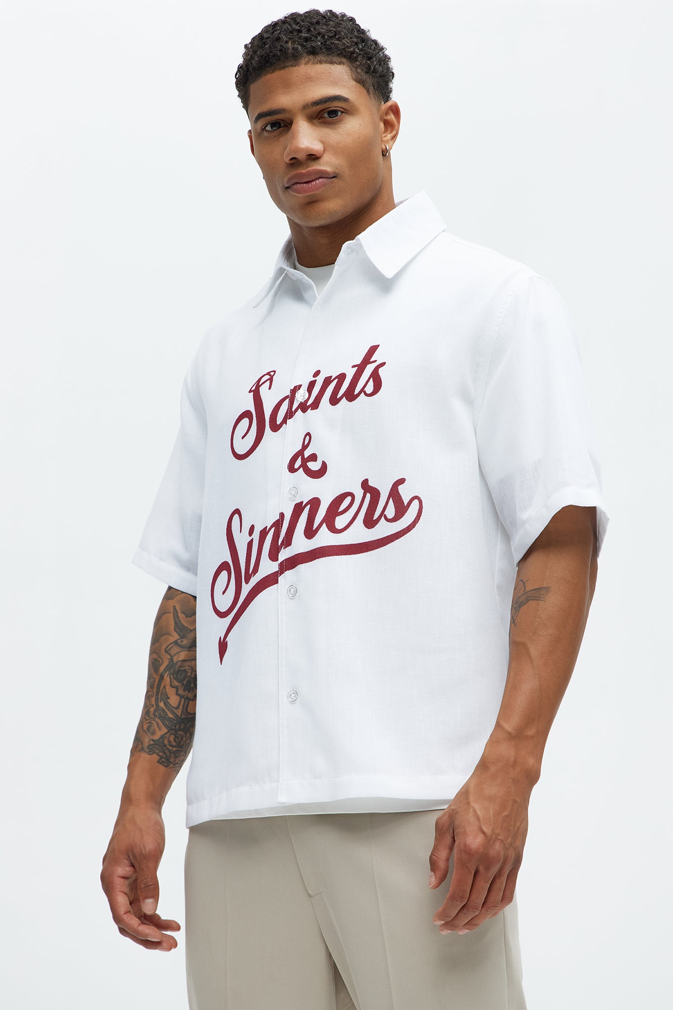 Saints And Sinners Full Button Shirt - White