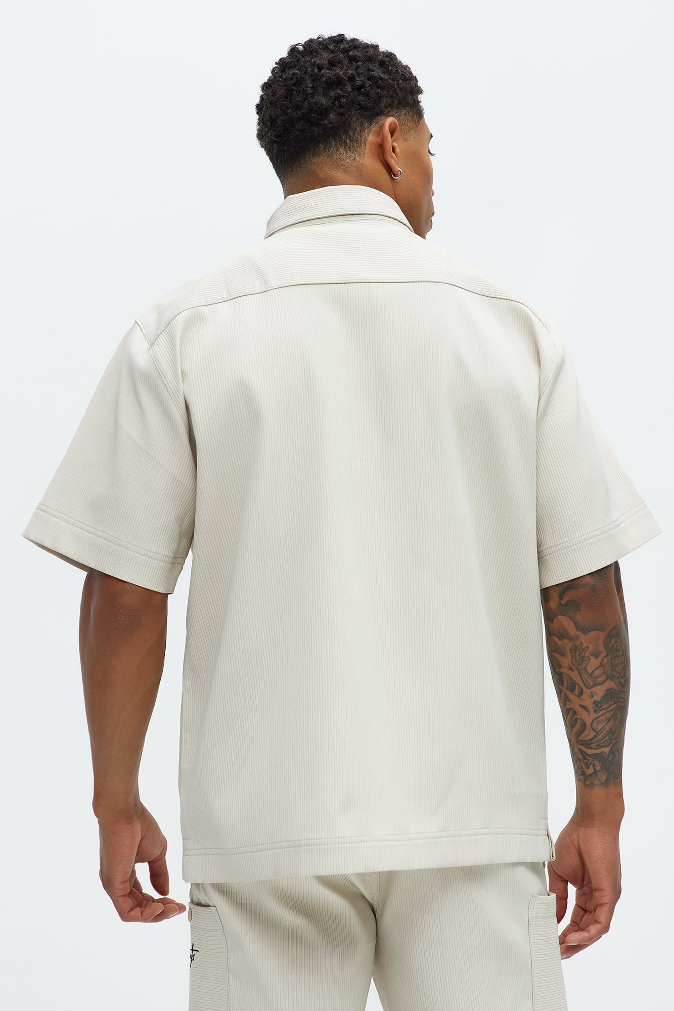 Saint Embroidered Short Sleeve Button Up - Off White