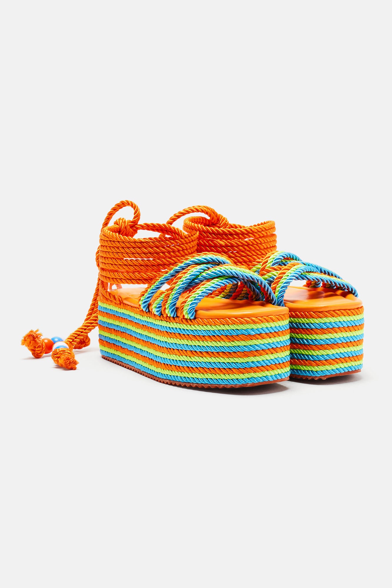 Catch Me Chillin' Flatform Sandals - Orange/combo