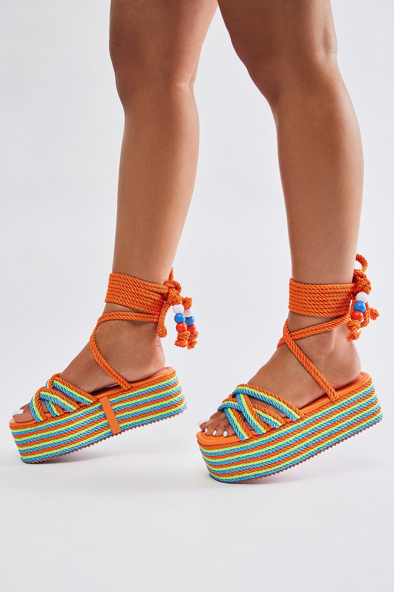 Catch Me Chillin' Flatform Sandals - Orange/combo
