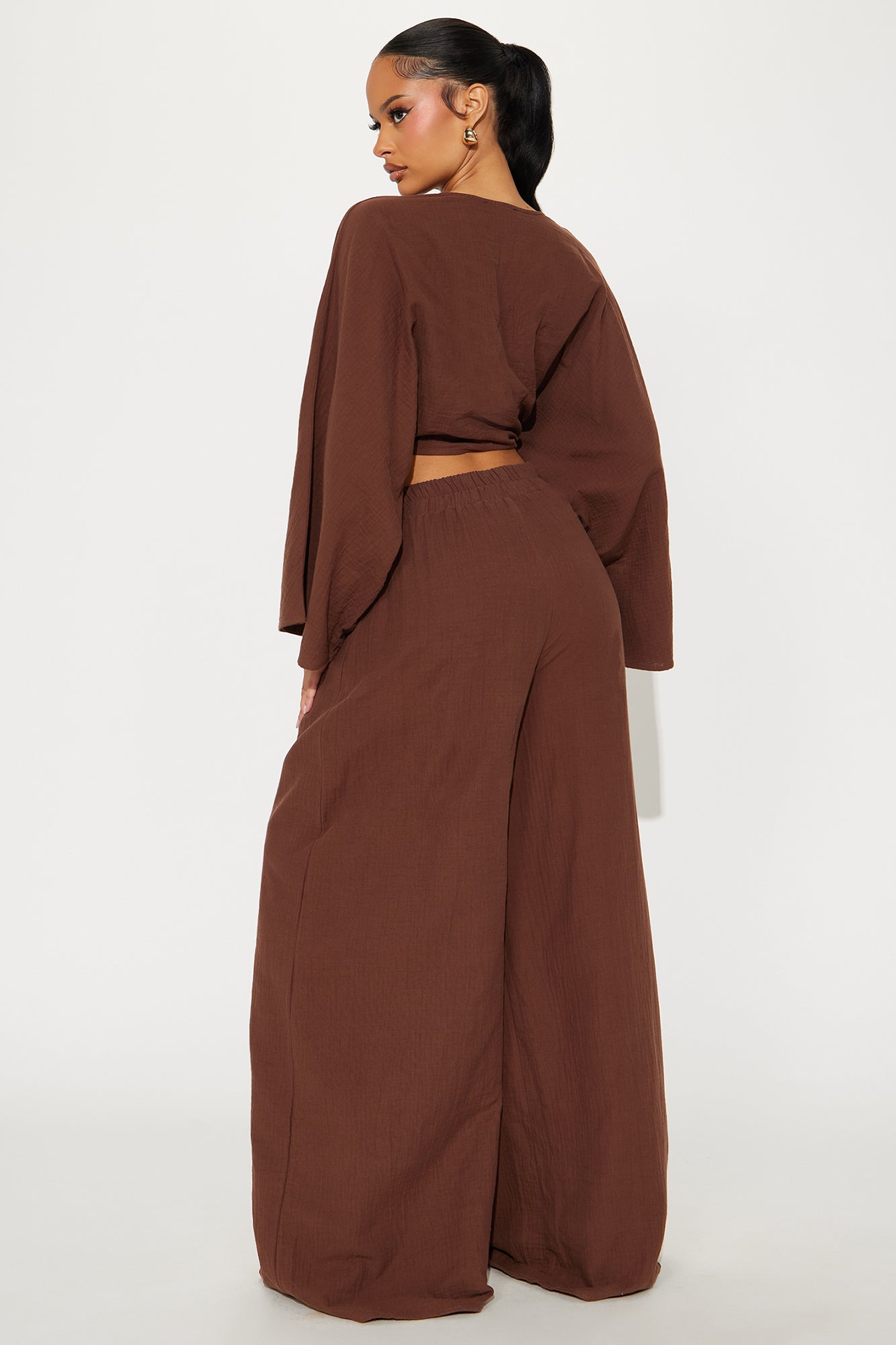 Isabella Gauze Pant Set - Chocolate