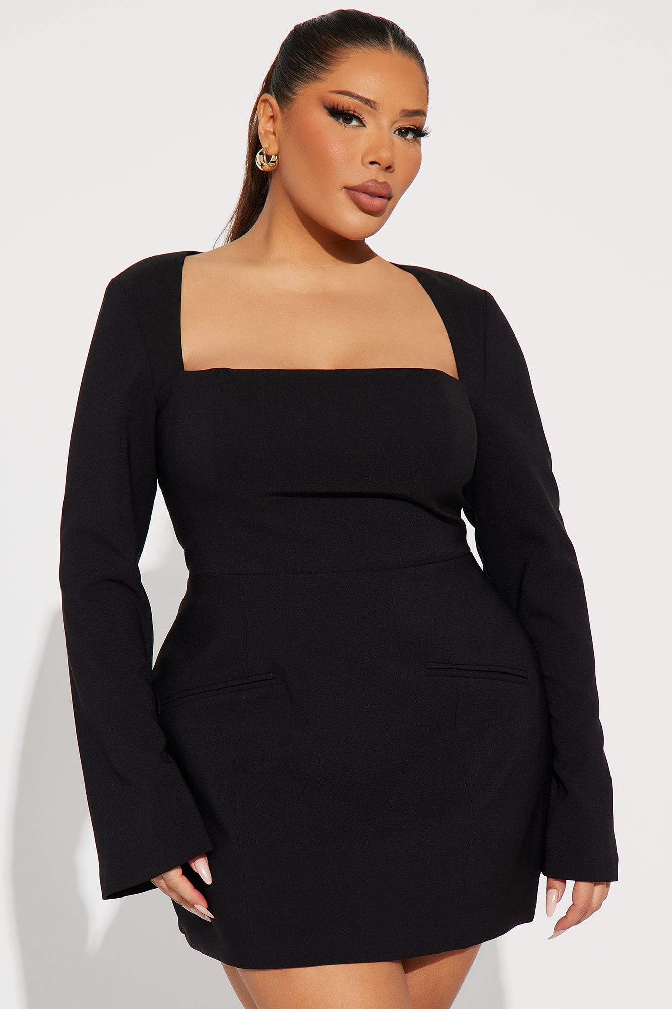 Blaire Square Neck Mini Dress - Black
