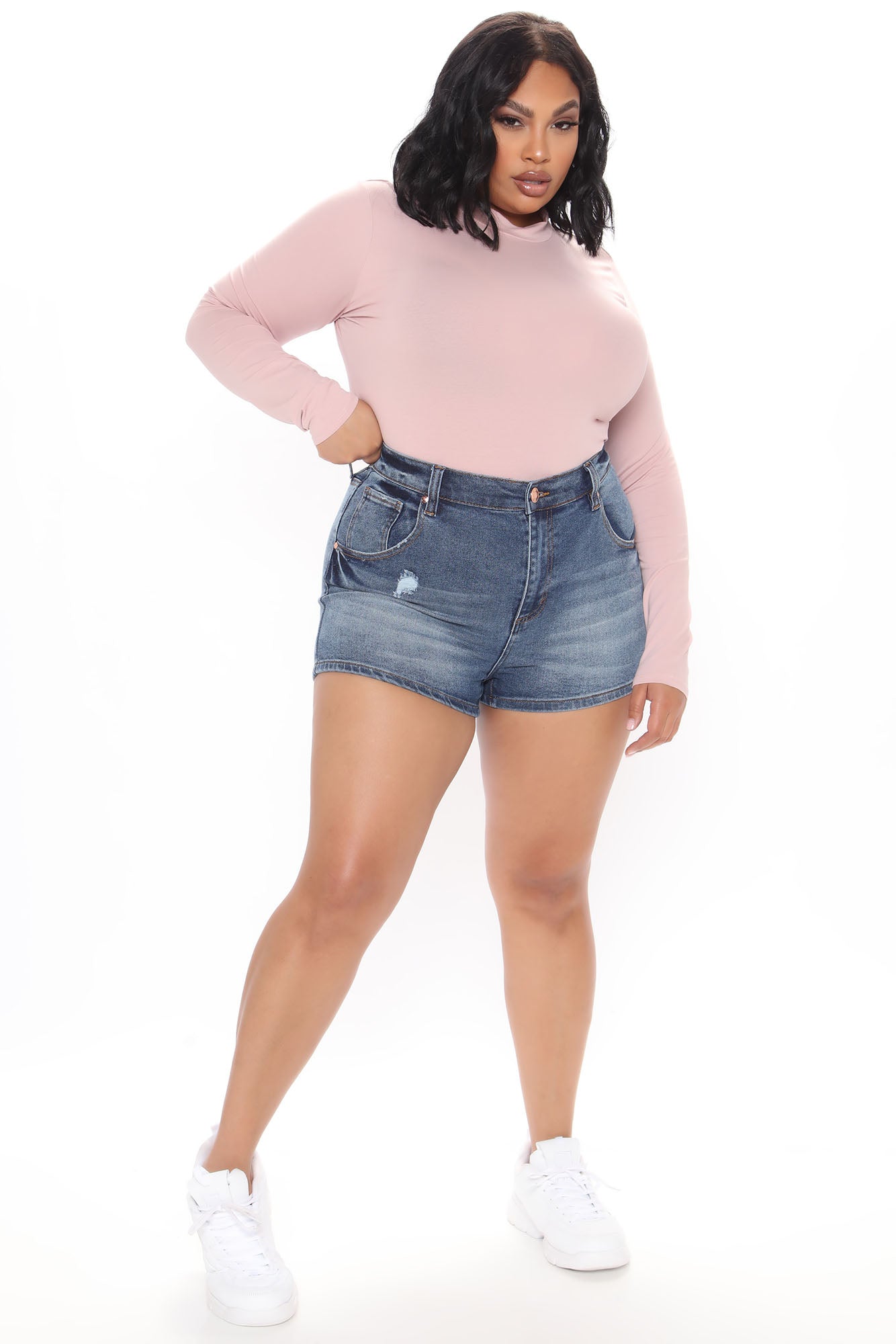Melanie Mock Neck Bodysuit - Blush