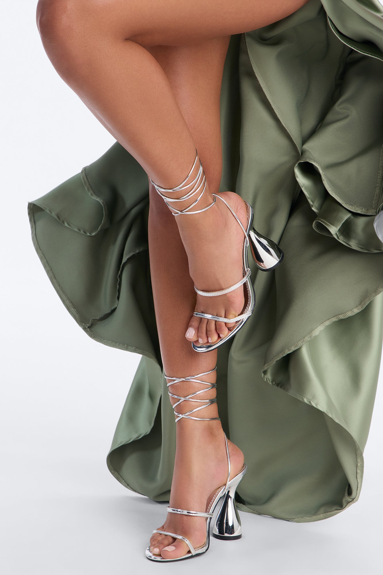 Out And About Wrap Up Heels - Silver
