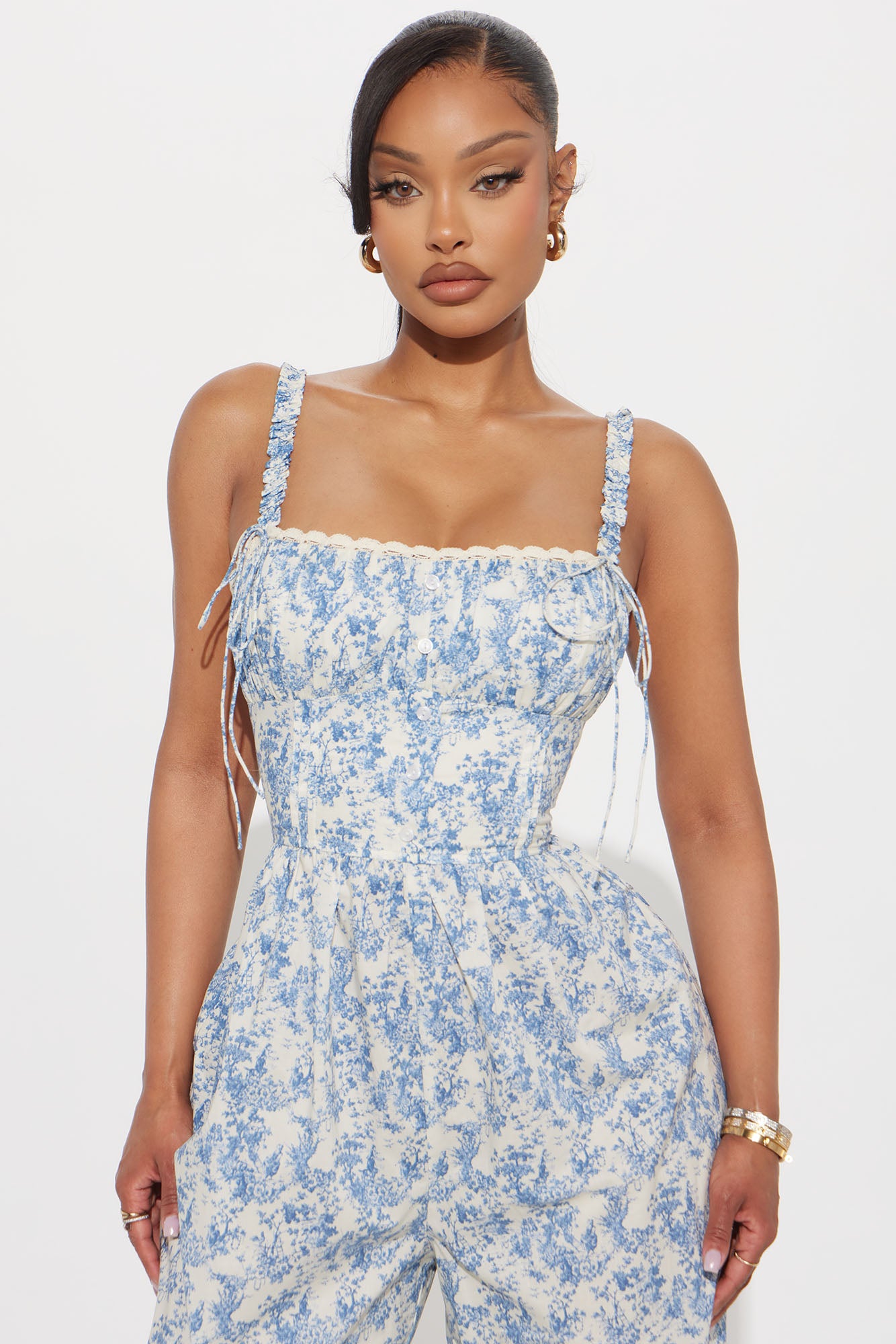 Tea Time Floral Jumpsuit - Blue/combo
