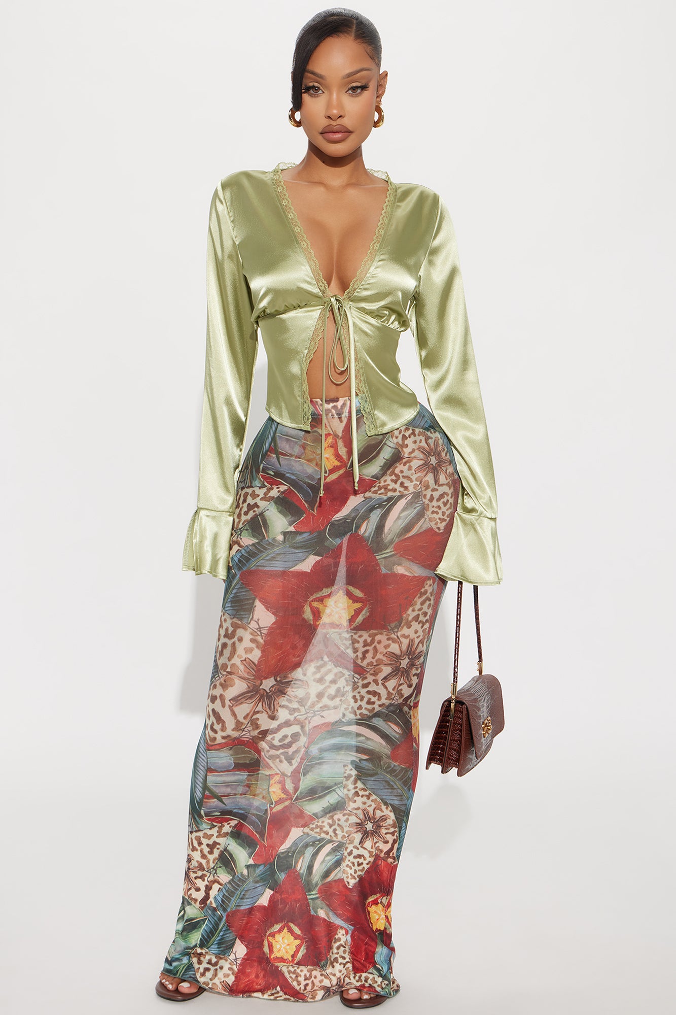 Gorgeously Beautiful Satin Top - Sage