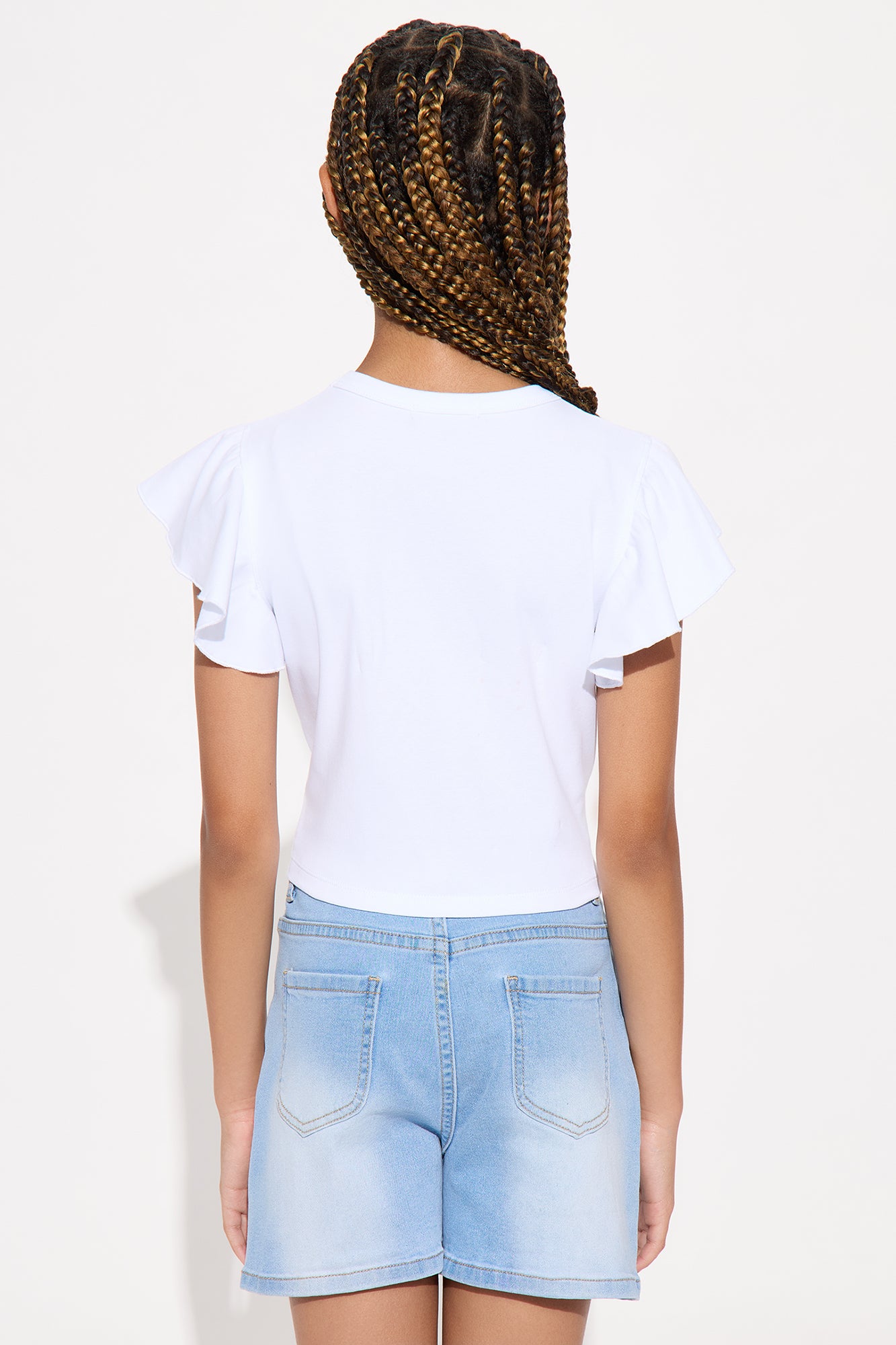 Mini Kyra Ruffle Sleeve Top - White