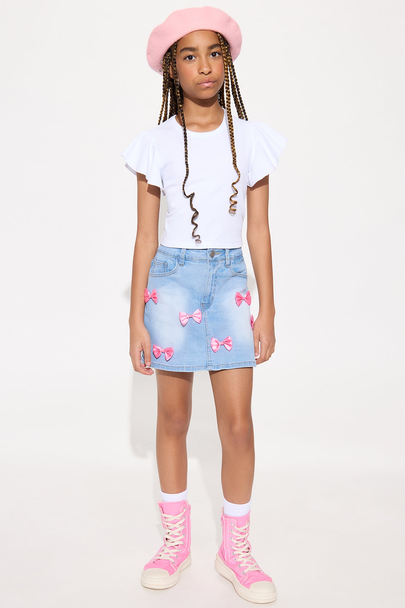 Mini Isabelle Bow Skort - Light Wash