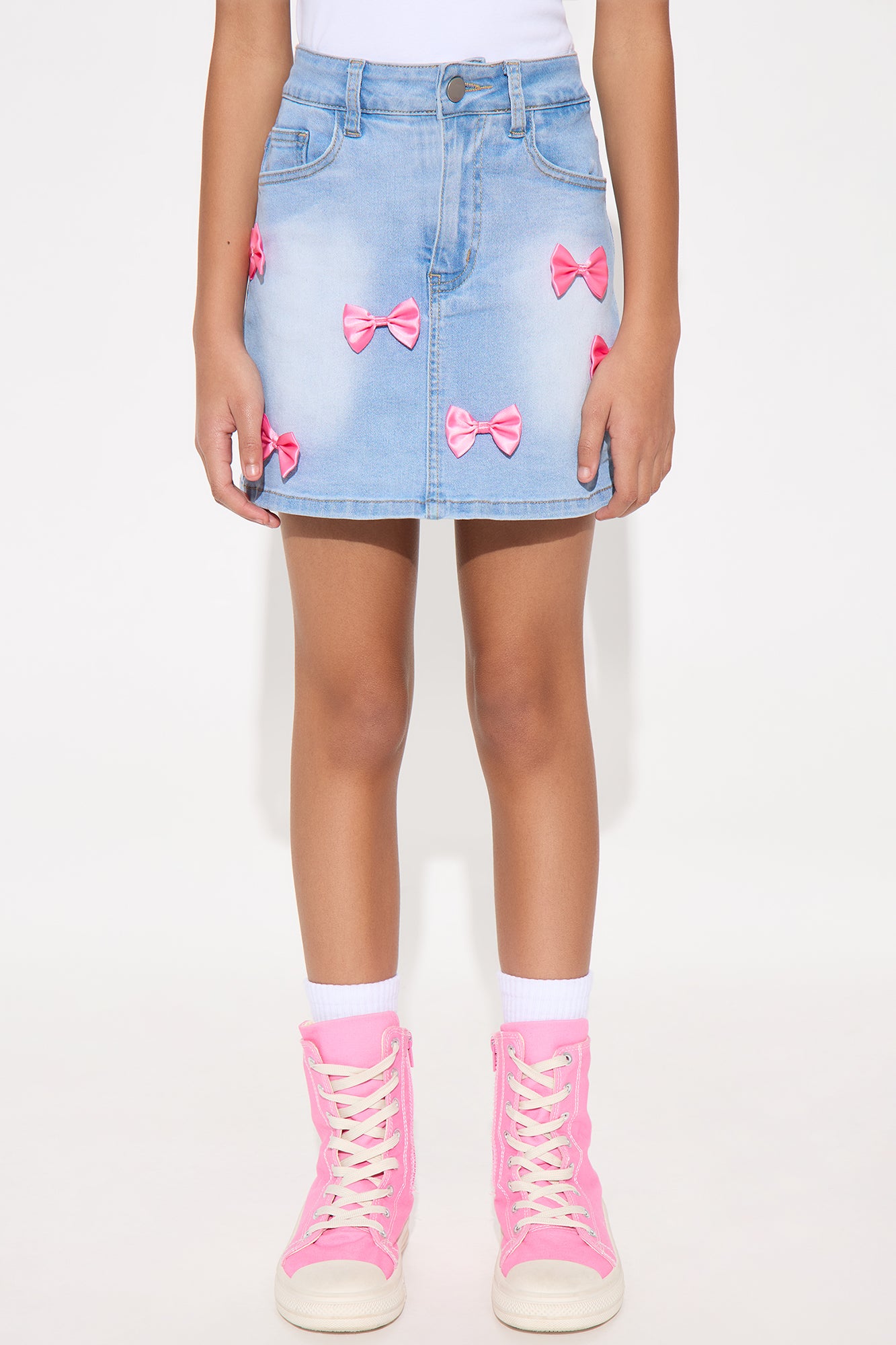 Mini Isabelle Bow Skort - Light Wash