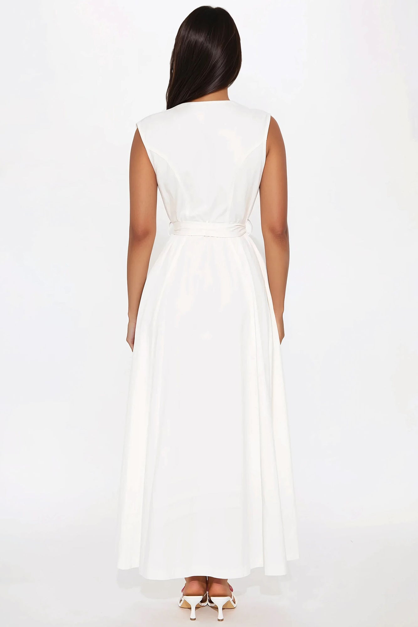 Sandra Twill Maxi Dress - White