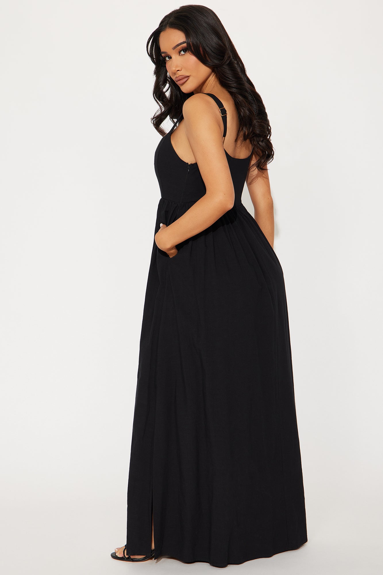Mary Linen Maxi Dress - Black