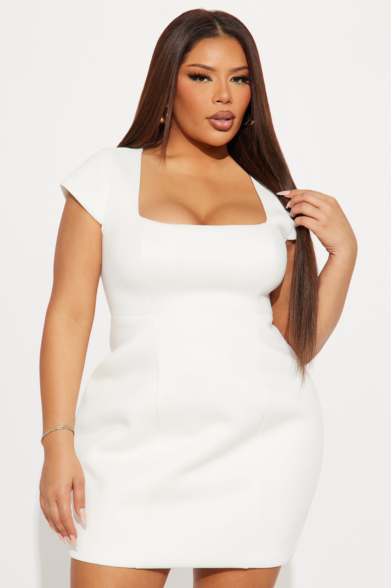 Perfect Aura Square Neck Mini Dress - White