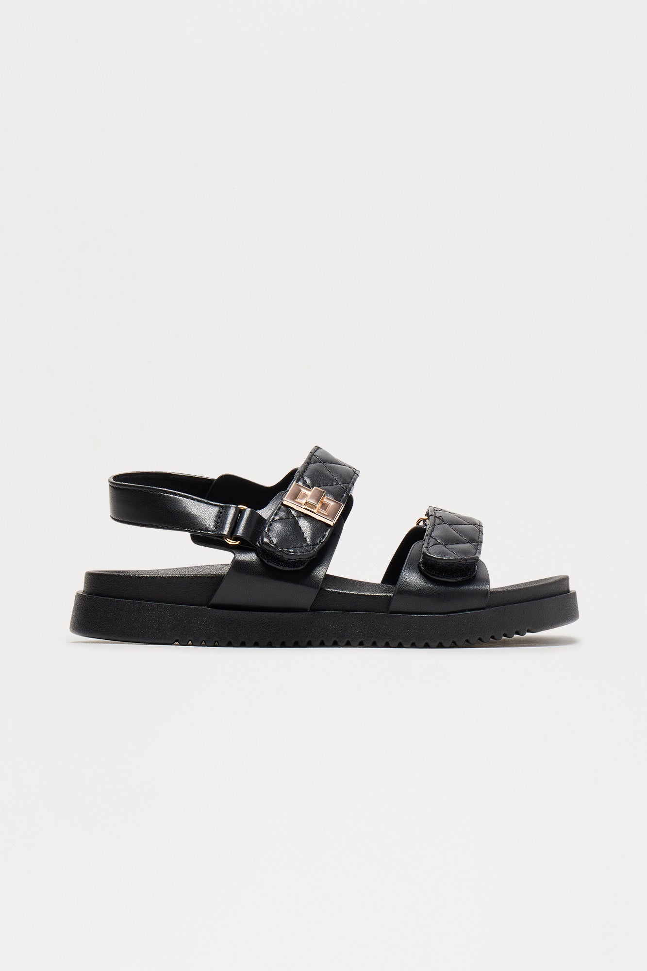 Nathan Quilted Strap Sandals - Black