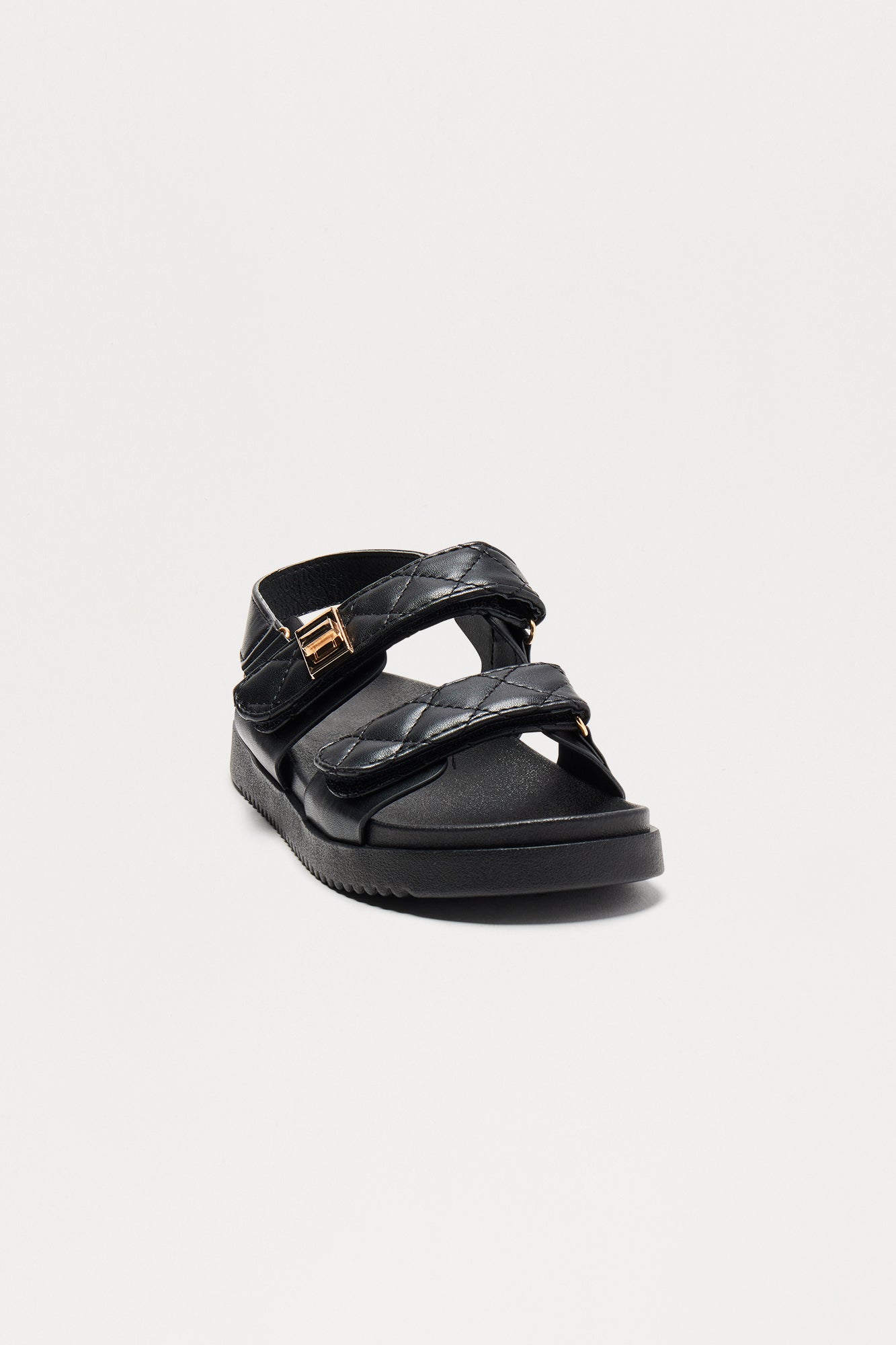 Nathan Quilted Strap Sandals - Black