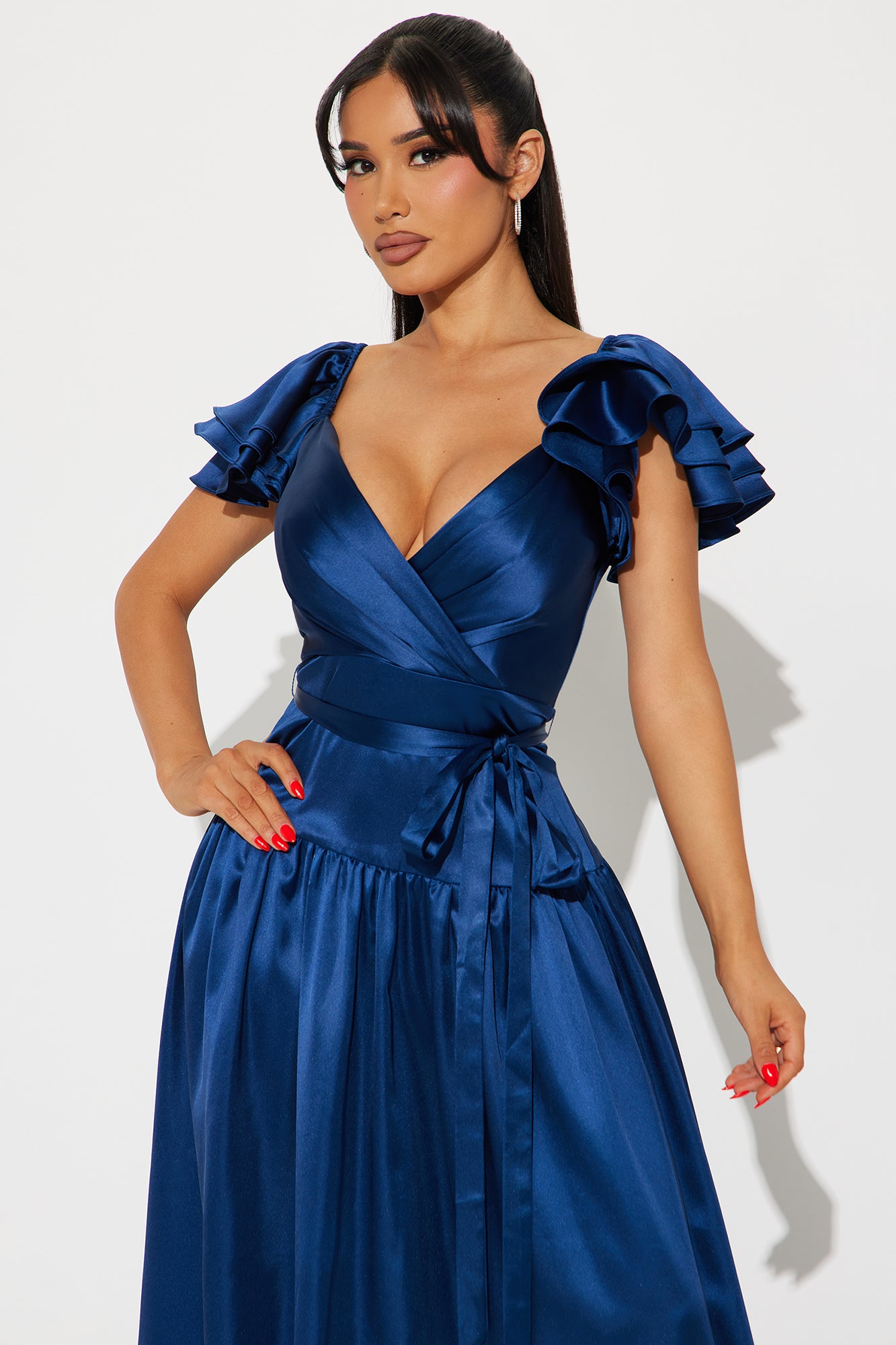 Josie Satin Maxi Dress - Navy