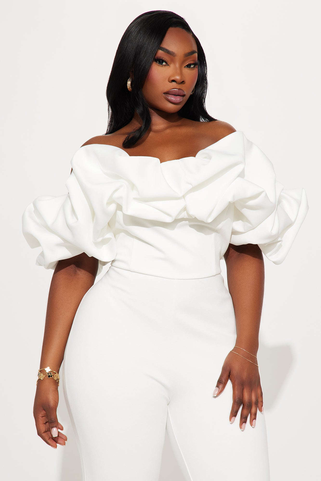 Ruffle Affair Jumpsuit - White