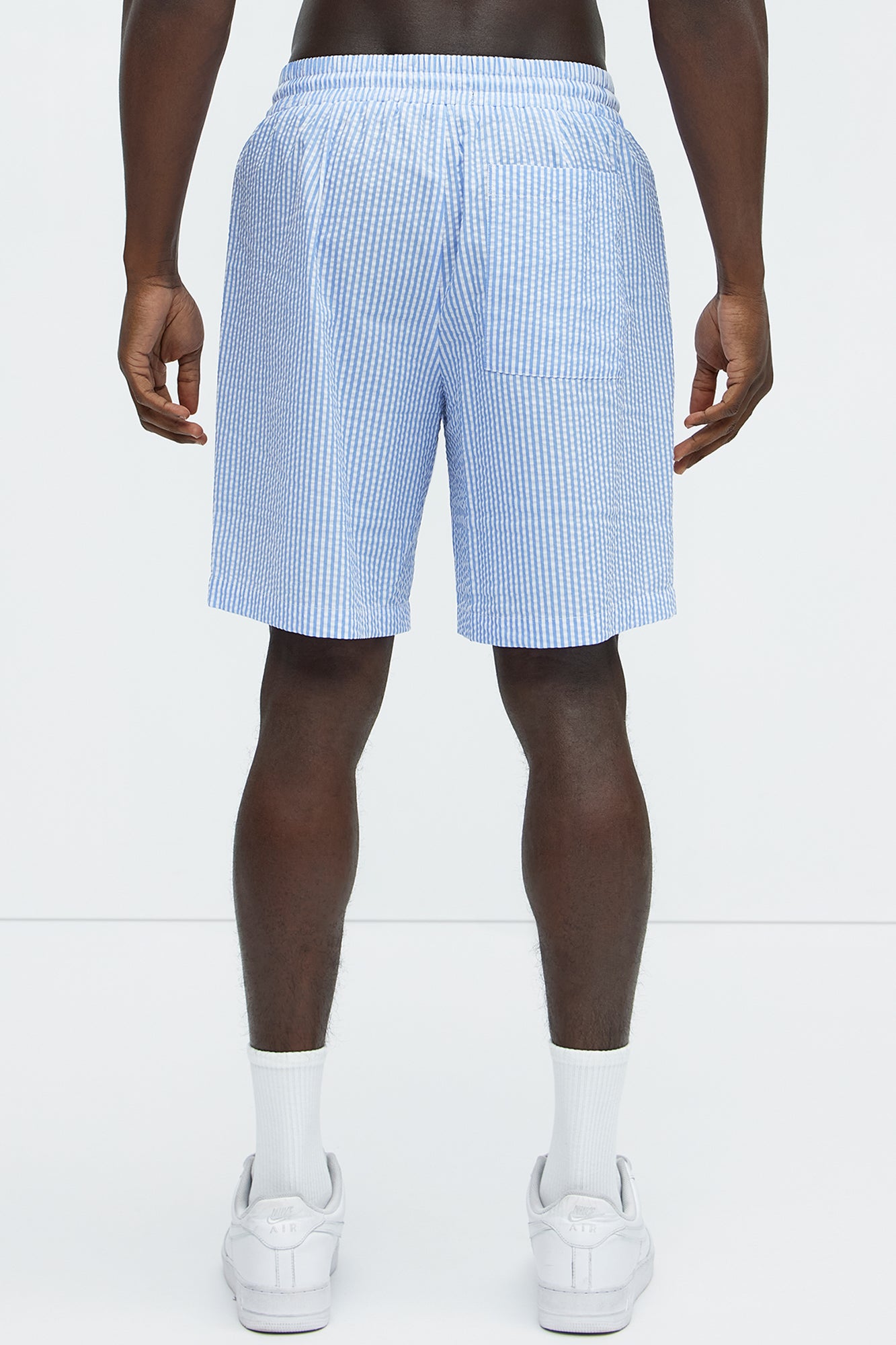 Seersucker Relaxed Shorts - Blue/combo