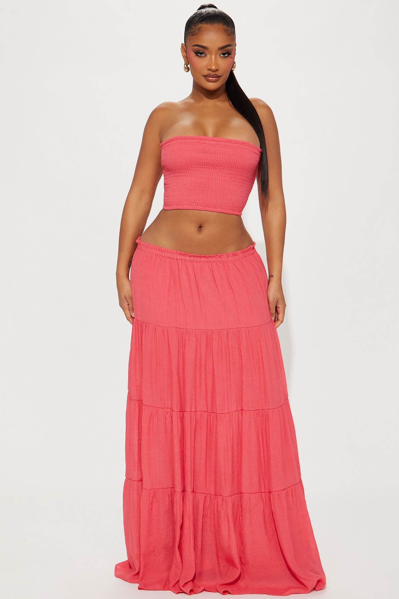 Lost In Paradise Skirt Set - Hot Pink